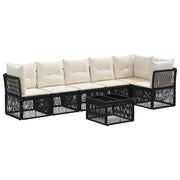 vidaXL Tuinbankenset 7 pcs Zwart poly rattan