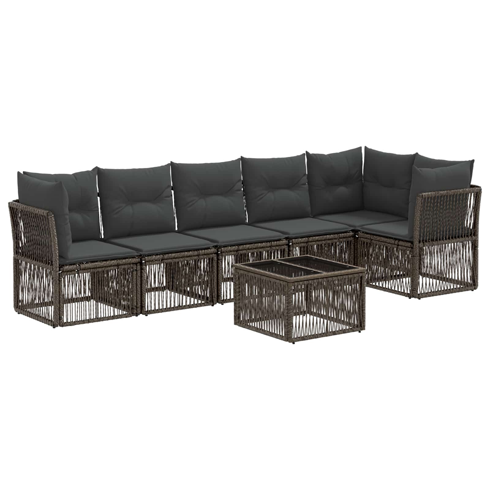 vidaXL Tuinbankenset 7 pcs Zwart poly rattan