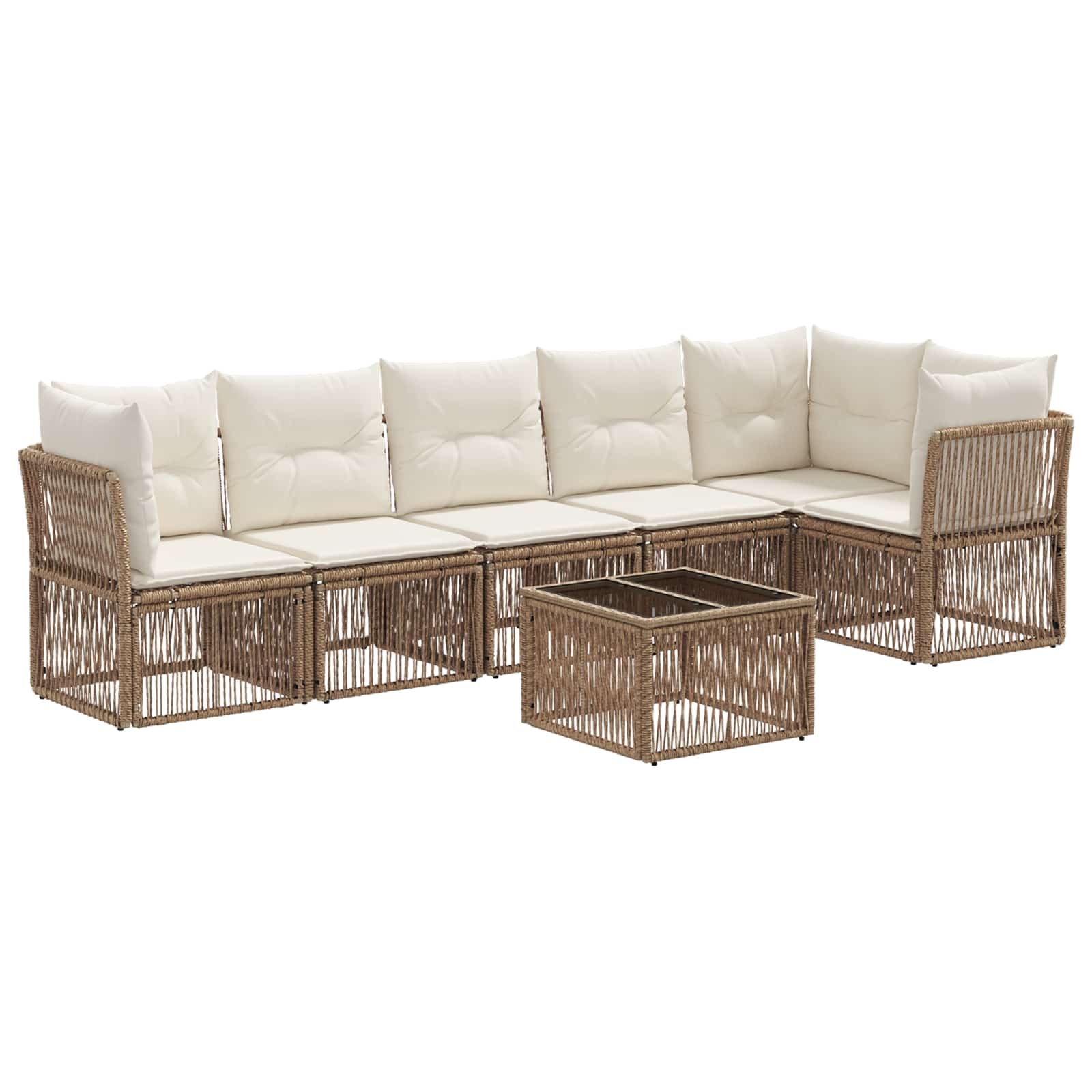 vidaXL Tuinbankenset 7 pcs Zwart poly rattan