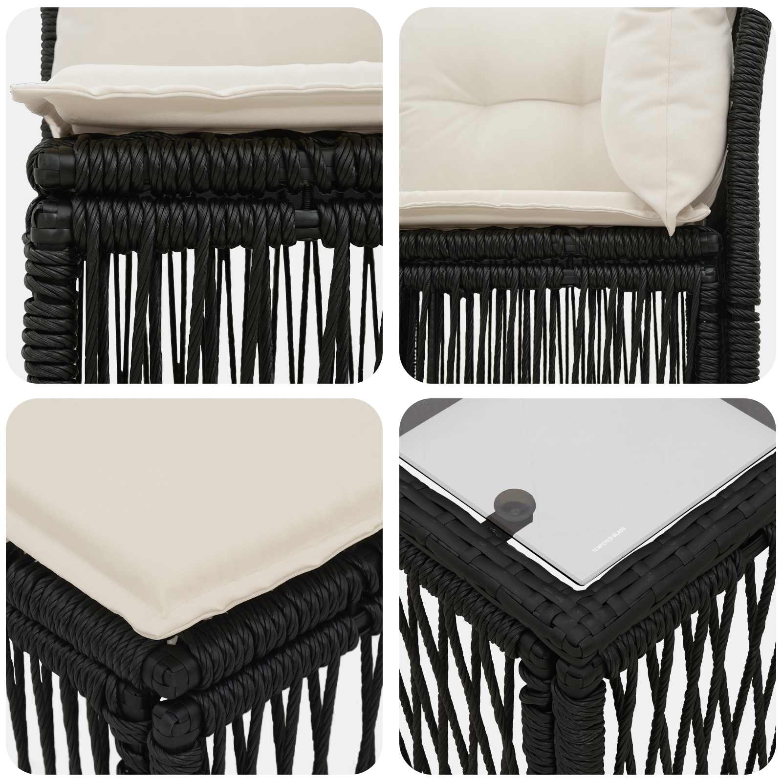 vidaXL Tuinbankenset 6 pcs Zwart poly rattan