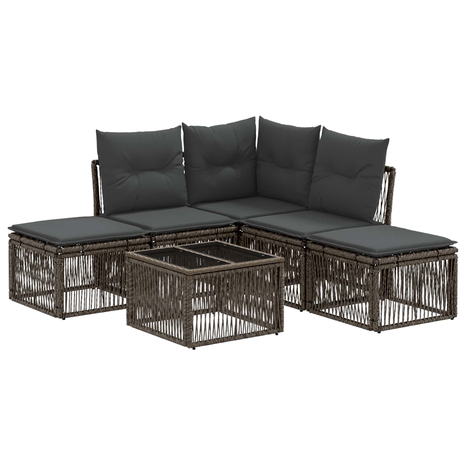 vidaXL Tuinbankenset 6 pcs Zwart poly rattan