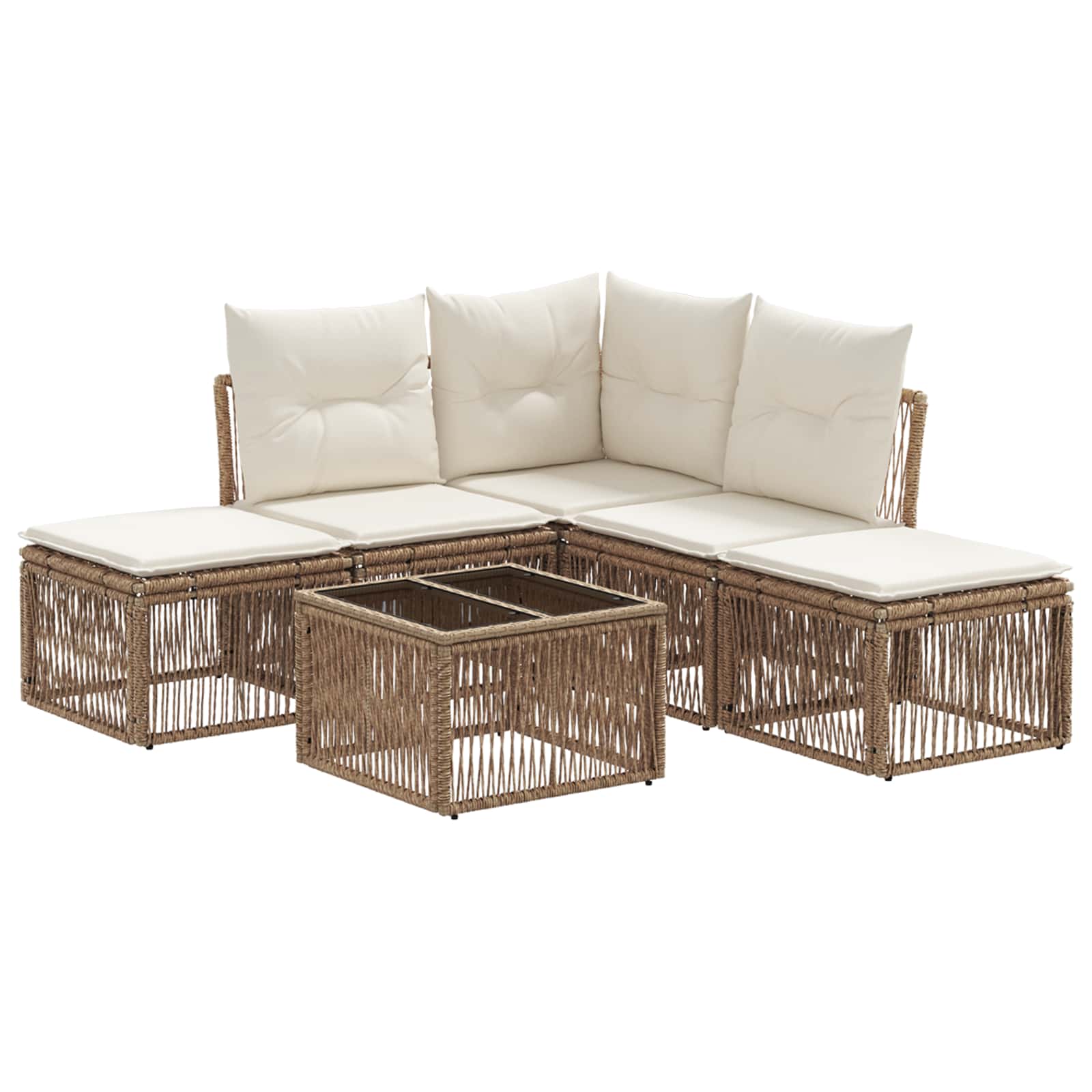 vidaXL Tuinbankenset 6 pcs Zwart poly rattan