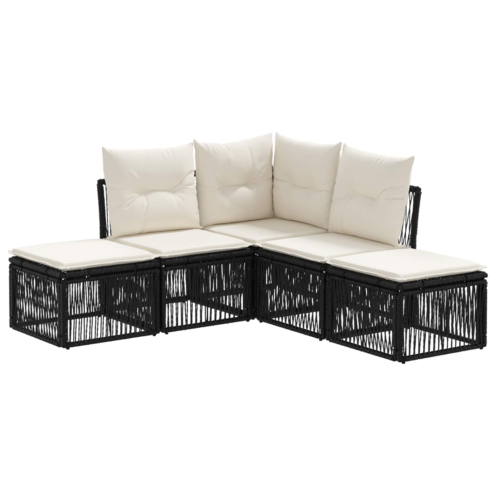 vidaXL Tuinbankenset 6 pcs Zwart poly rattan