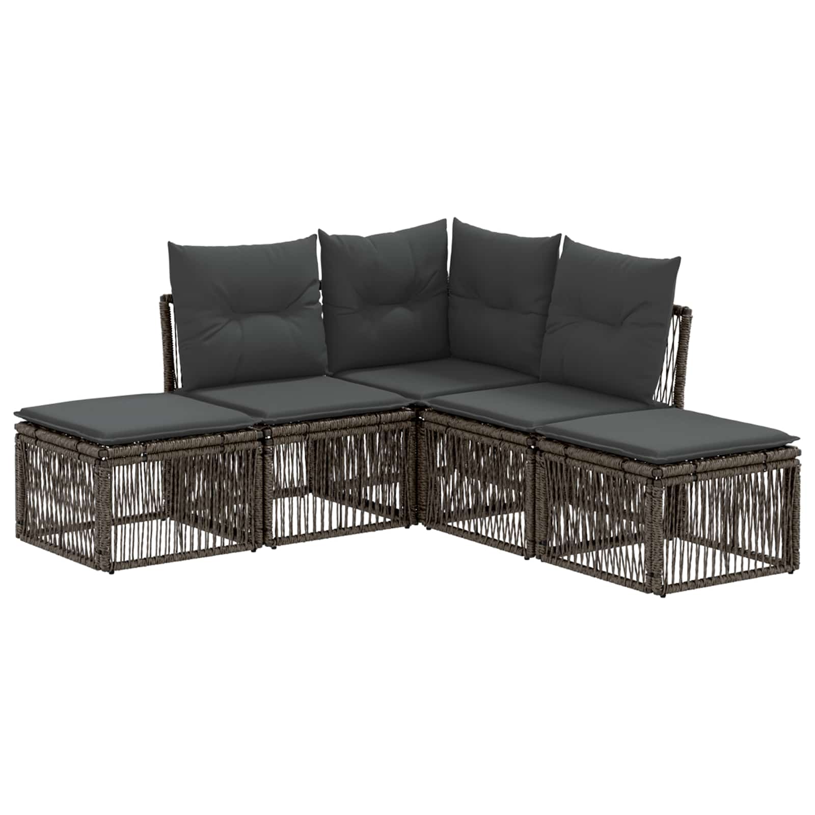 vidaXL Tuinbankenset 6 pcs Zwart poly rattan