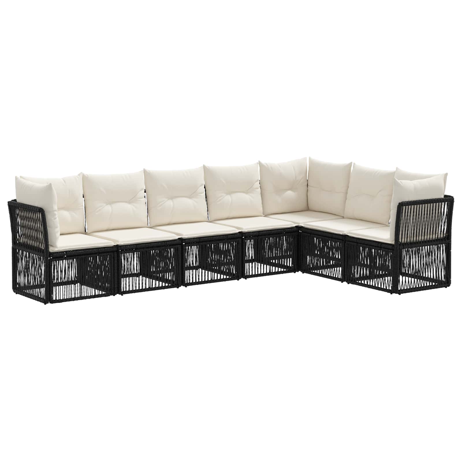 vidaXL Tuinbankenset 8 pcs Zwart poly rattan