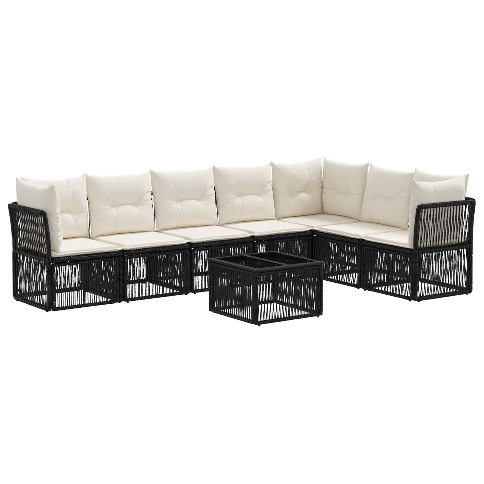 vidaXL Tuinbankenset 8 pcs Zwart poly rattan