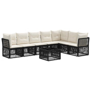 vidaXL Tuinbankenset 8 pcs Zwart poly rattan