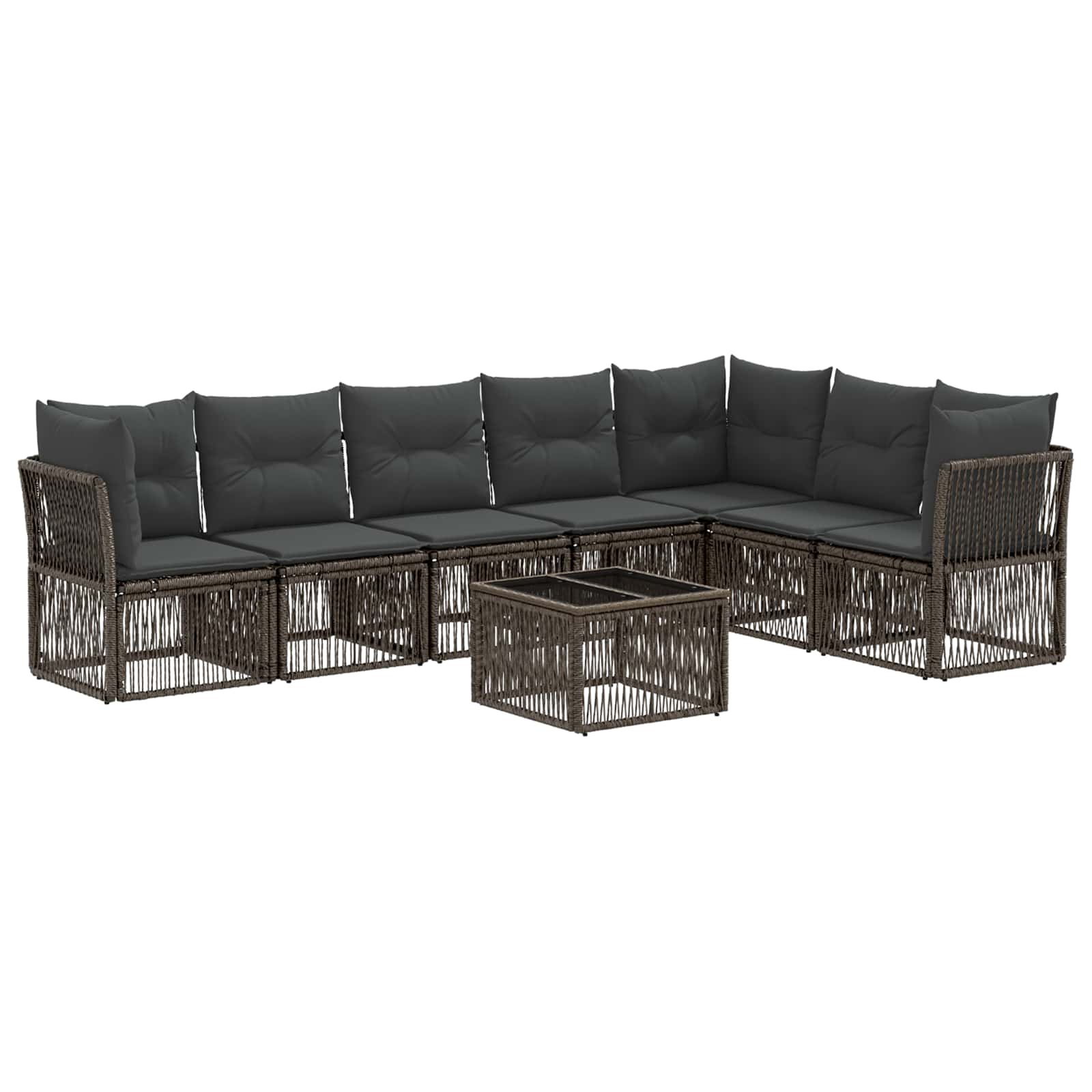 vidaXL Tuinbankenset 8 pcs Zwart poly rattan