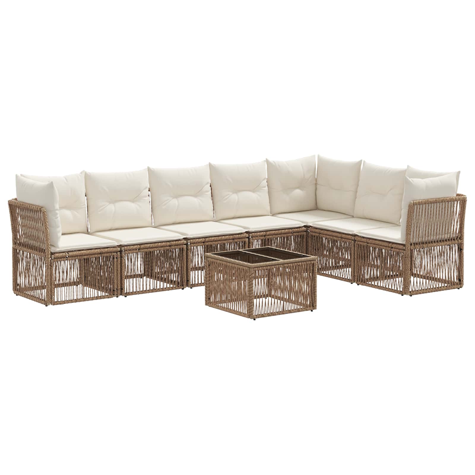 vidaXL Tuinbankenset 8 pcs Zwart poly rattan