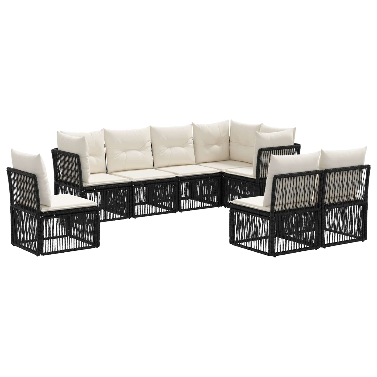 vidaXL Tuinbankenset 9 pcs Zwart poly rattan