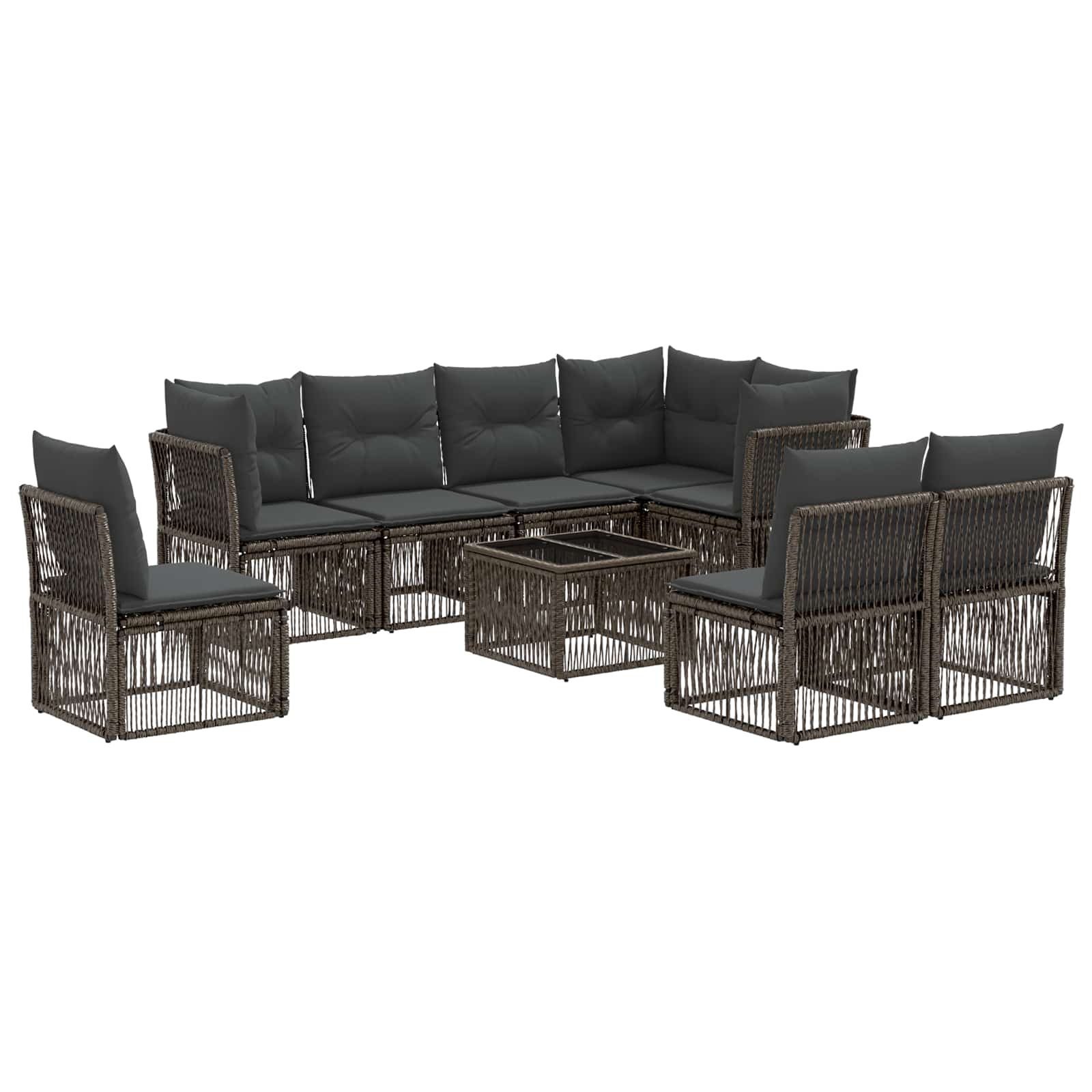 vidaXL Tuinbankenset 9 pcs Zwart poly rattan