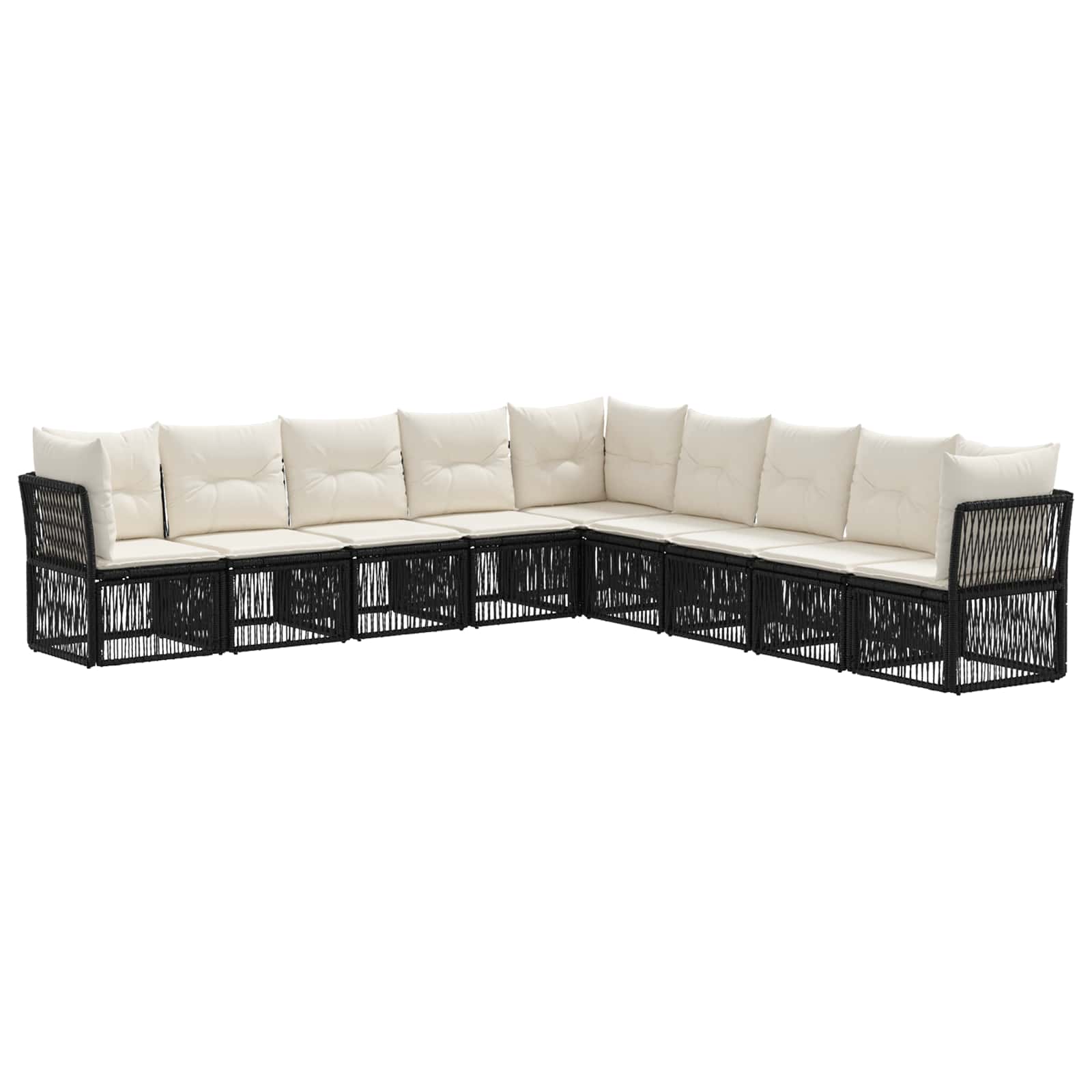 vidaXL Tuinbankenset 10 pcs Zwart poly rattan