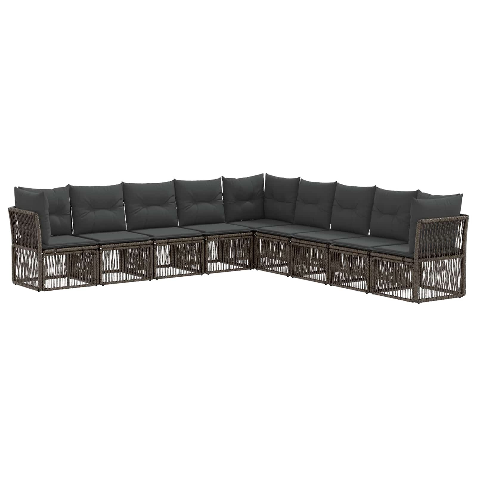 vidaXL Tuinbankenset 10 pcs Zwart poly rattan
