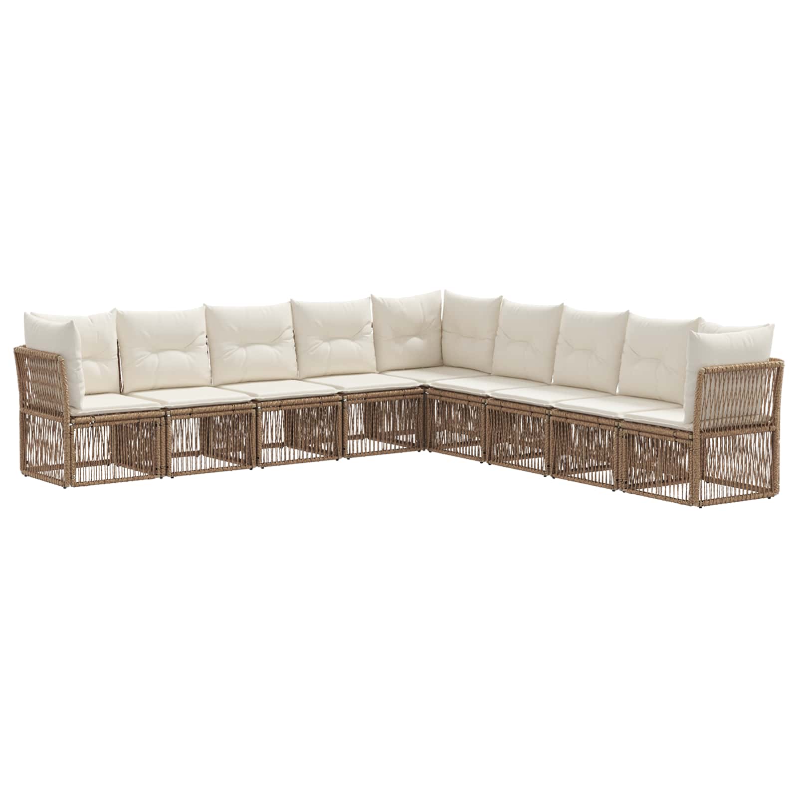 vidaXL Tuinbankenset 10 pcs Zwart poly rattan