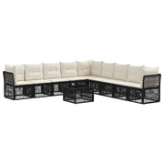vidaXL Tuinbankenset 10 pcs Zwart poly rattan