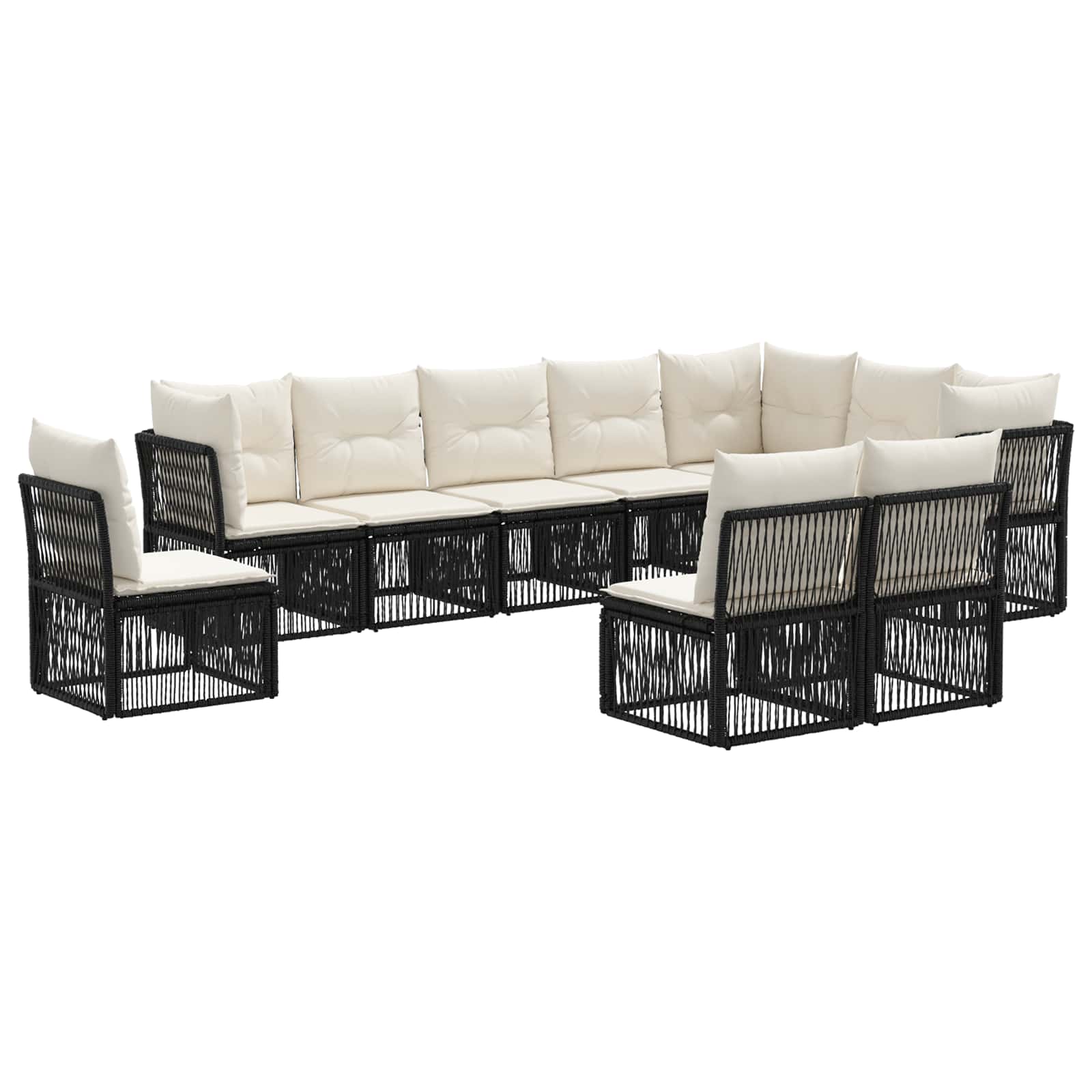 vidaXL Tuinbankenset 11 pcs Zwart poly rattan