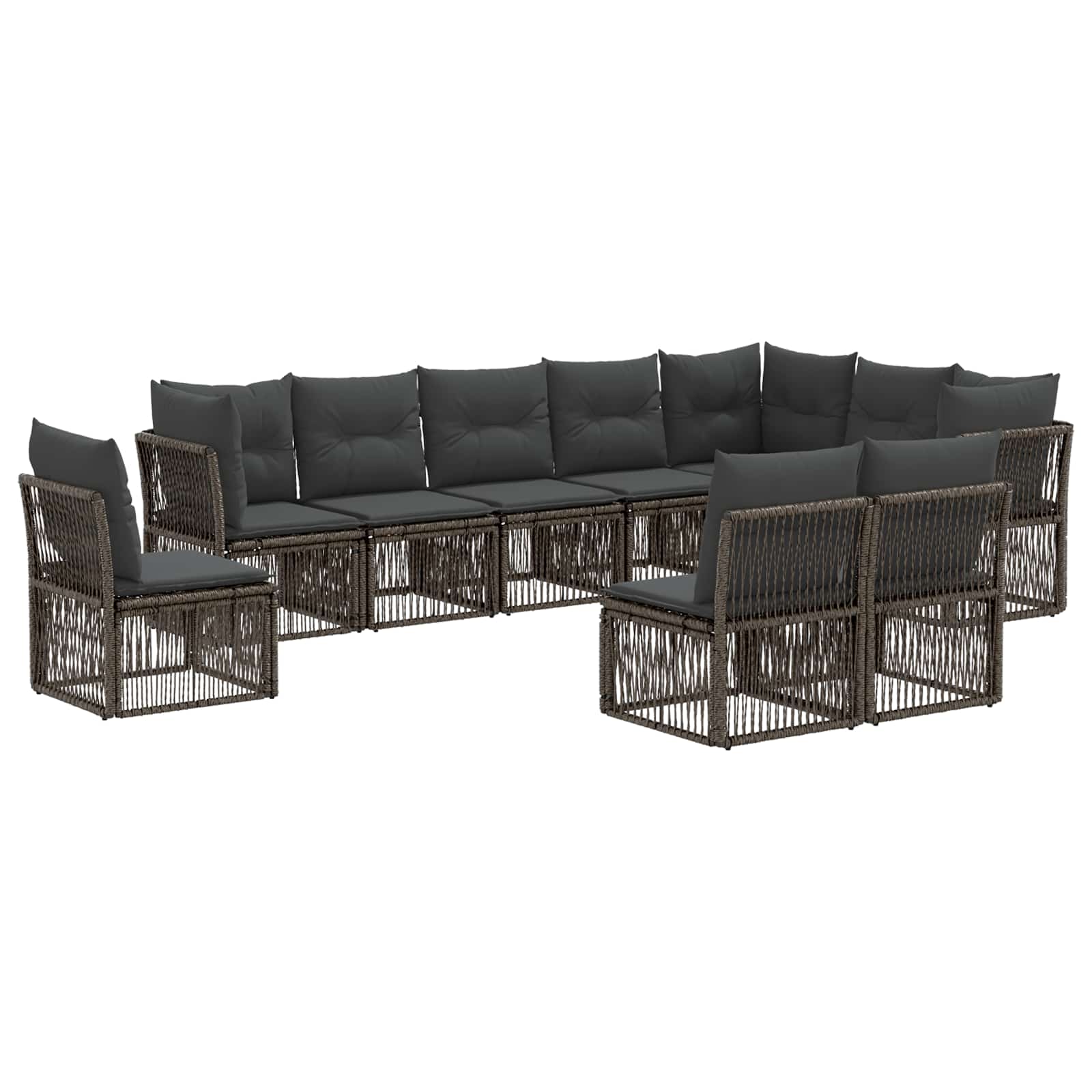 vidaXL Tuinbankenset 11 pcs Zwart poly rattan