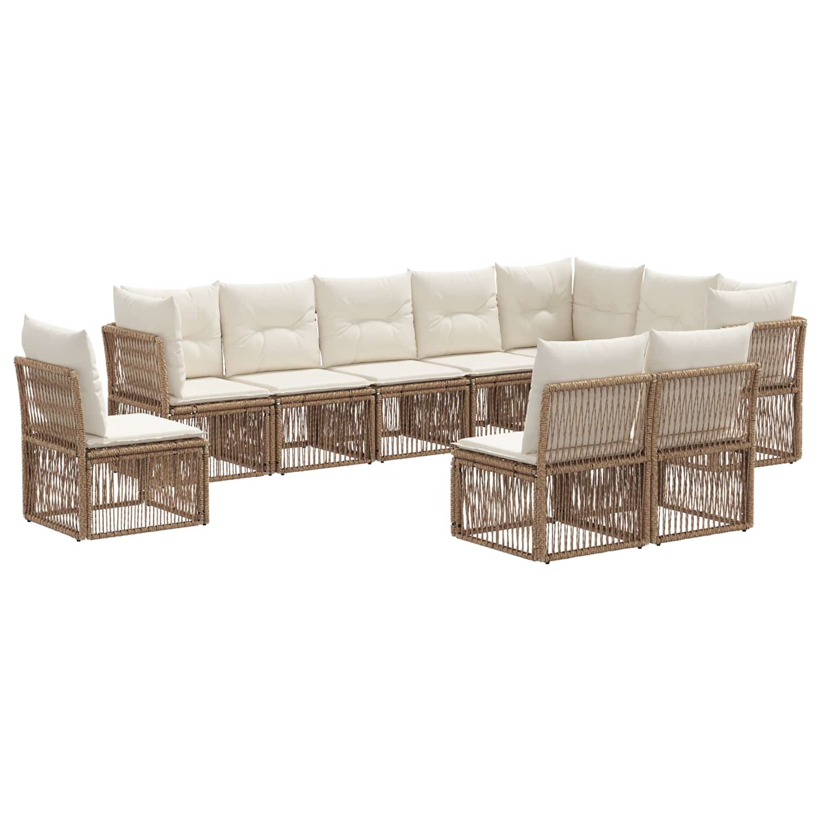 vidaXL Tuinbankenset 11 pcs Zwart poly rattan