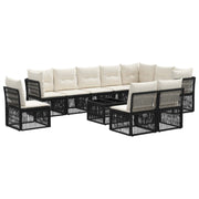 vidaXL Tuinbankenset 11 pcs Zwart poly rattan