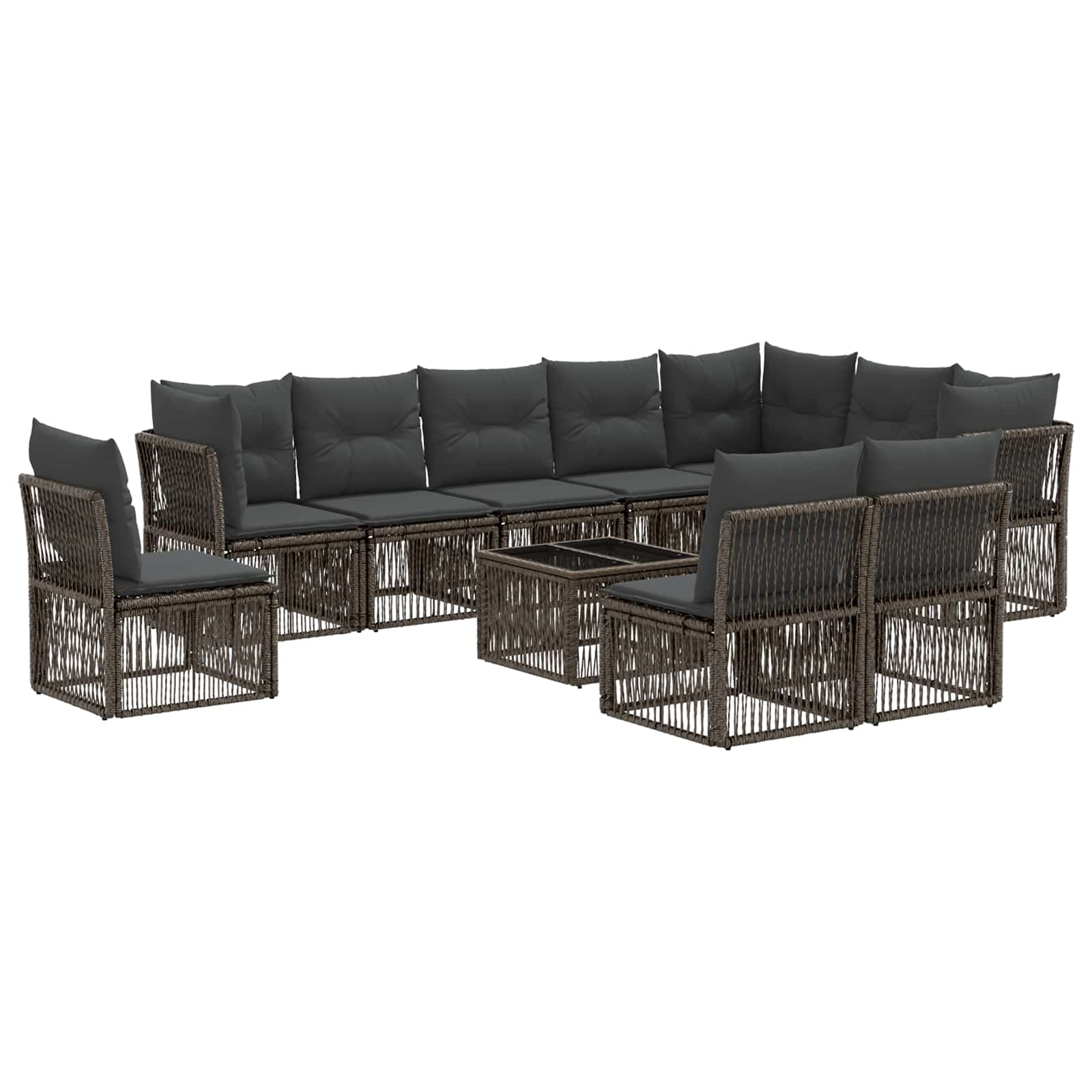 vidaXL Tuinbankenset 11 pcs Zwart poly rattan