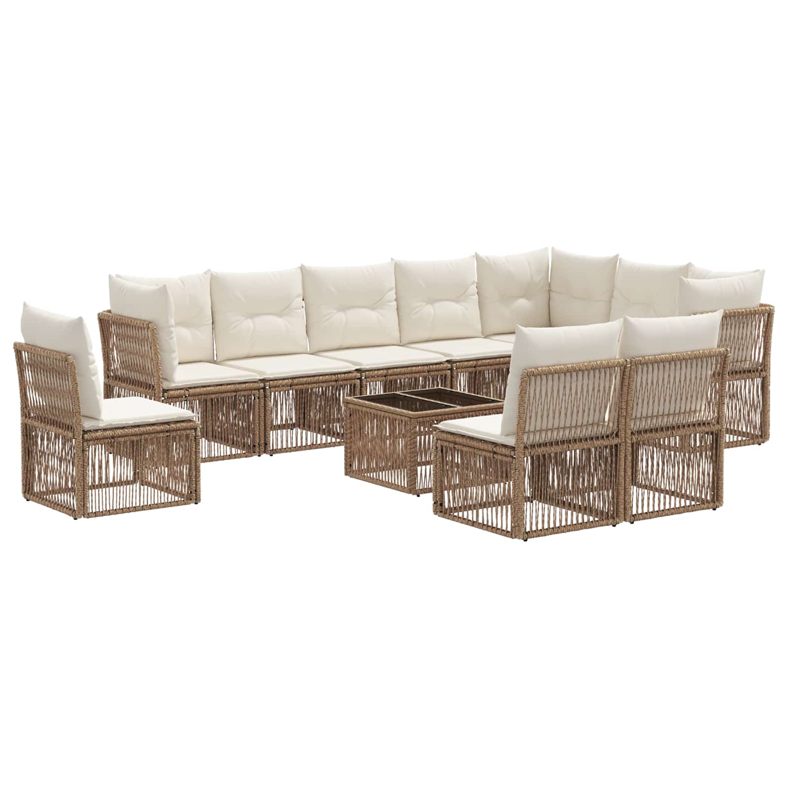 vidaXL Tuinbankenset 11 pcs Zwart poly rattan