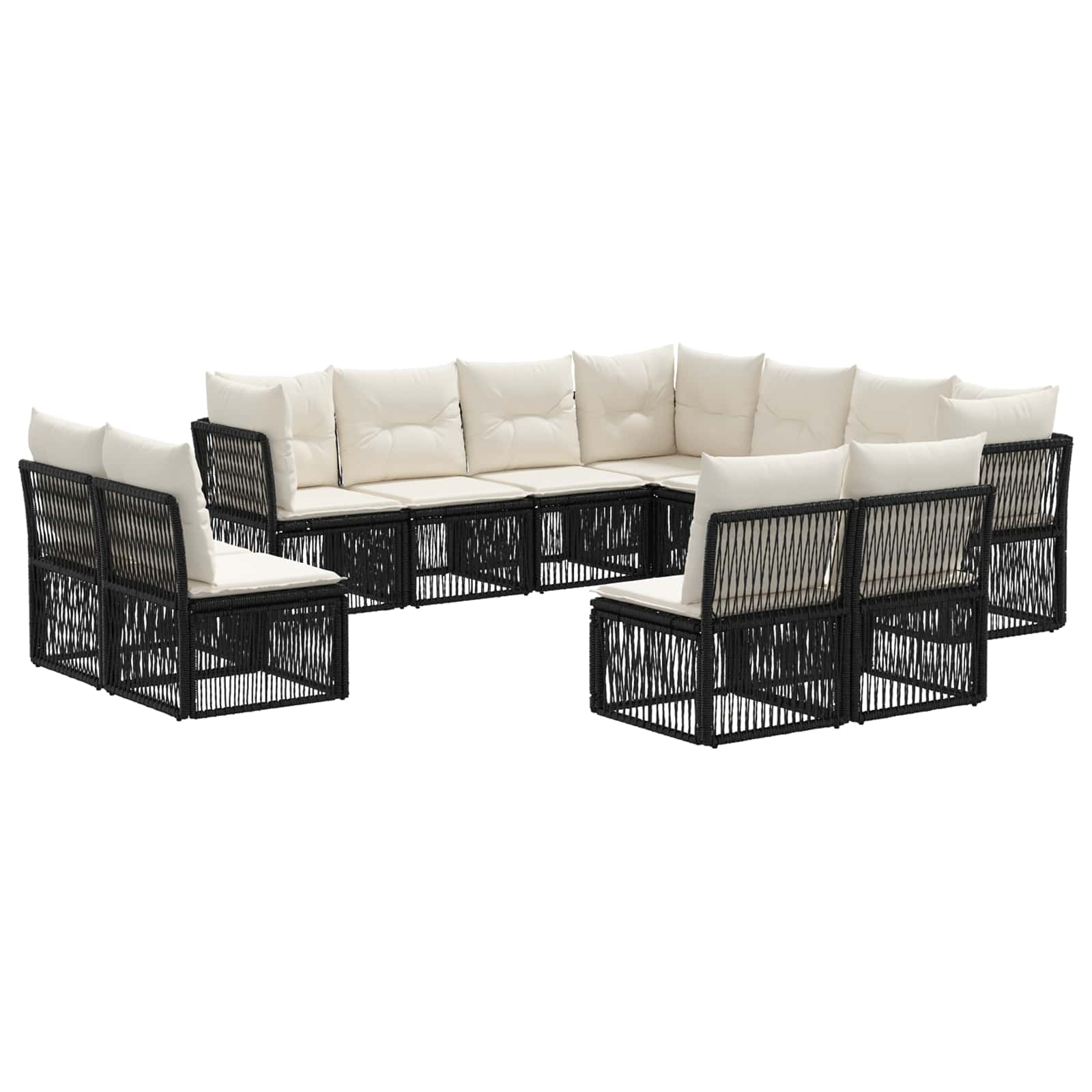 vidaXL Tuinbankenset 12 pcs Zwart poly rattan