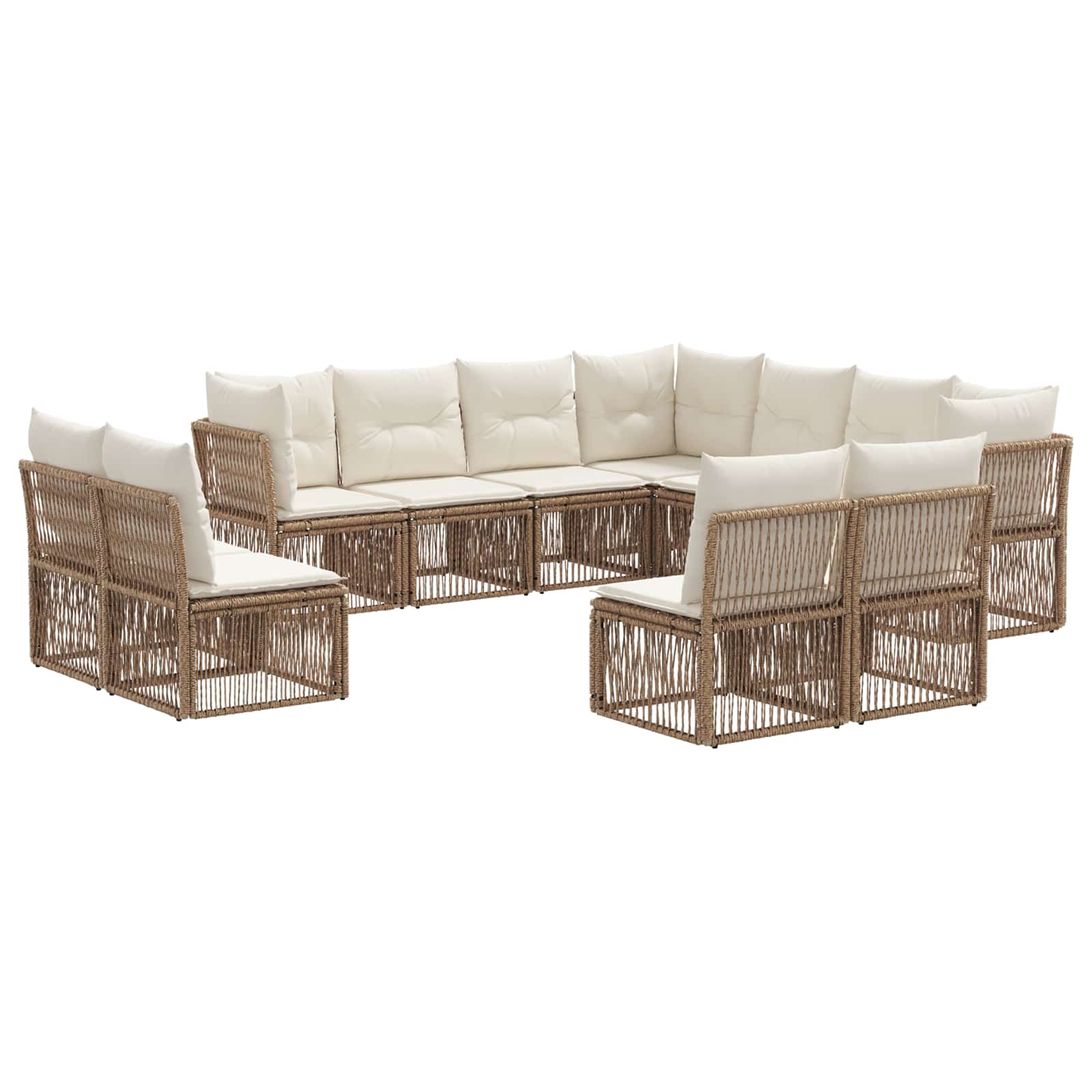 vidaXL Tuinbankenset 12 pcs Zwart poly rattan