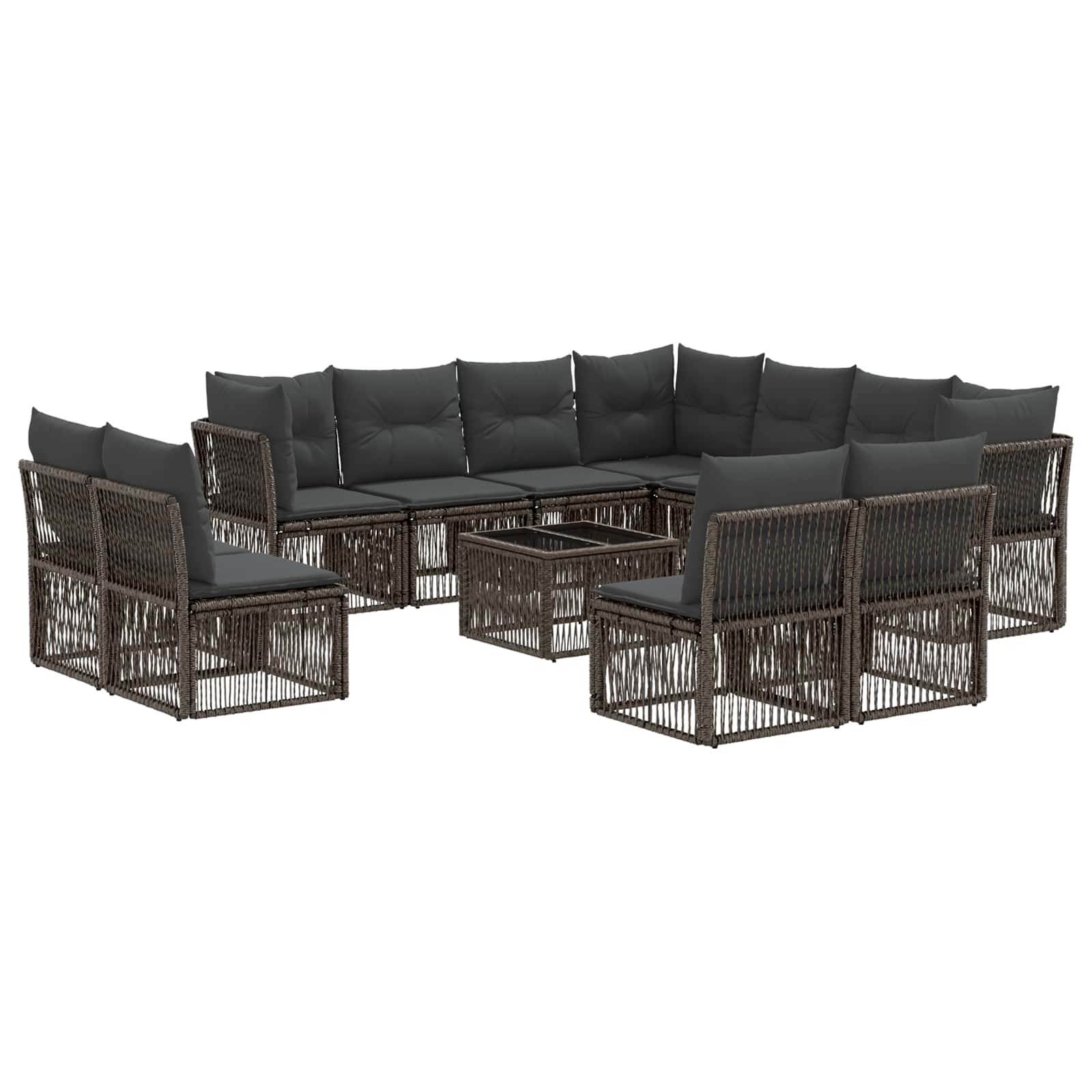 vidaXL Tuinbankenset 12 pcs Zwart poly rattan