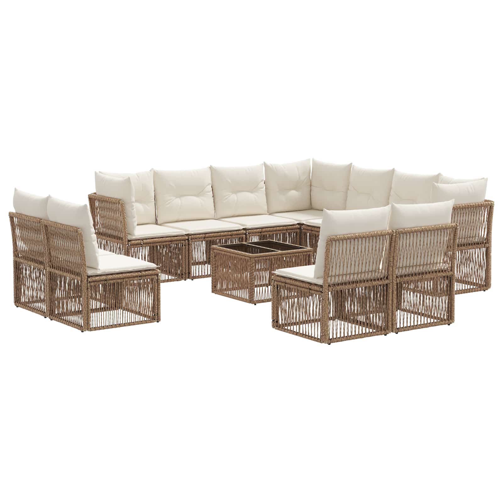 vidaXL Tuinbankenset 12 pcs Zwart poly rattan