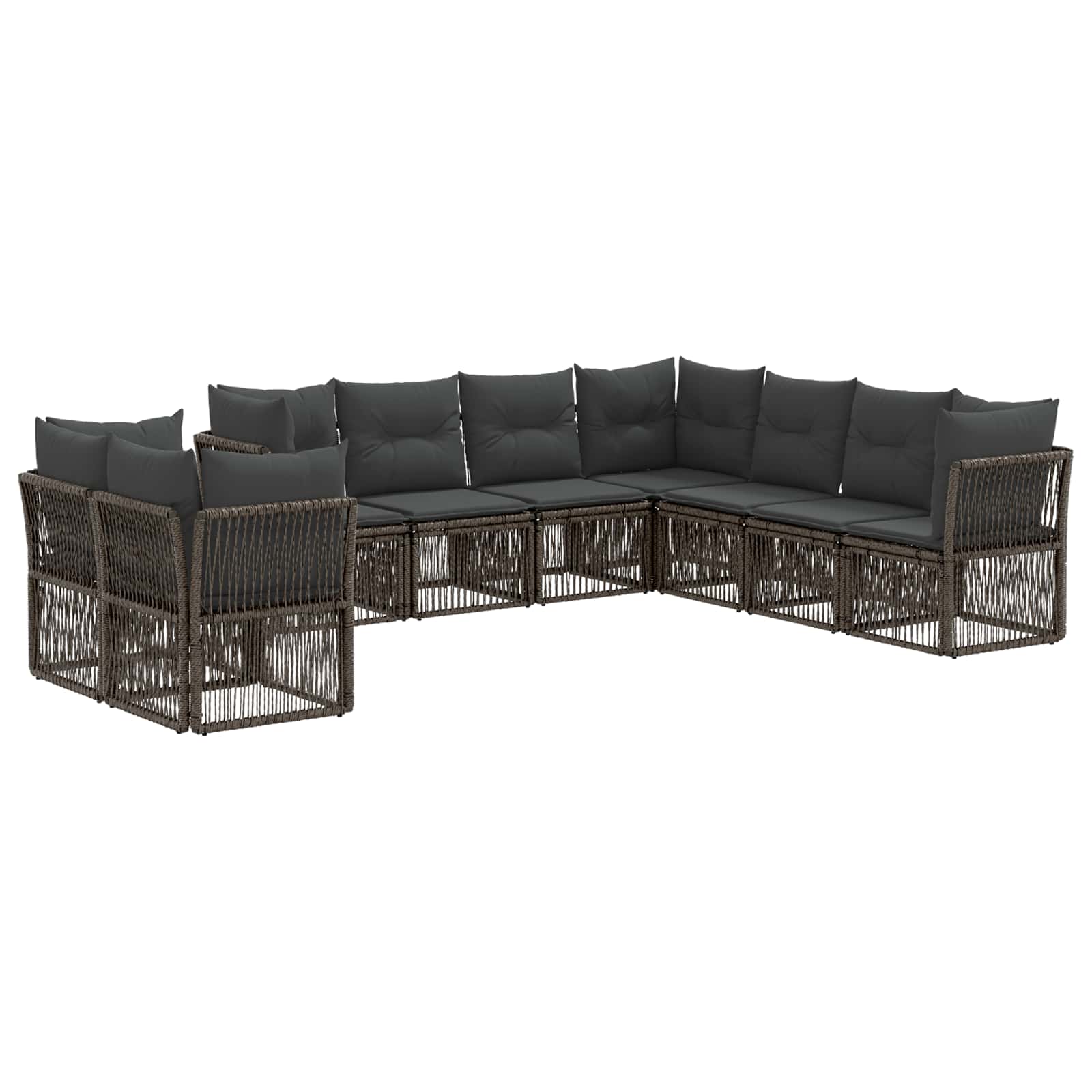 vidaXL Tuinbankenset 10 pcs Zwart poly rattan