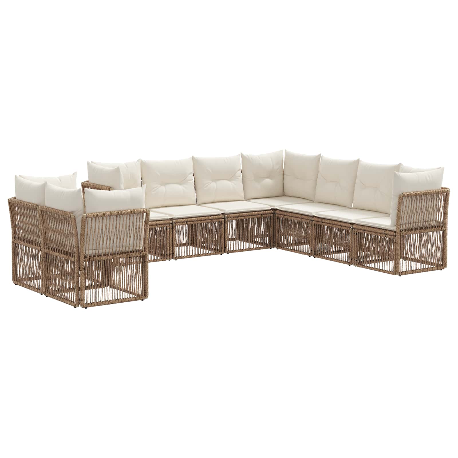 vidaXL Tuinbankenset 10 pcs Zwart poly rattan