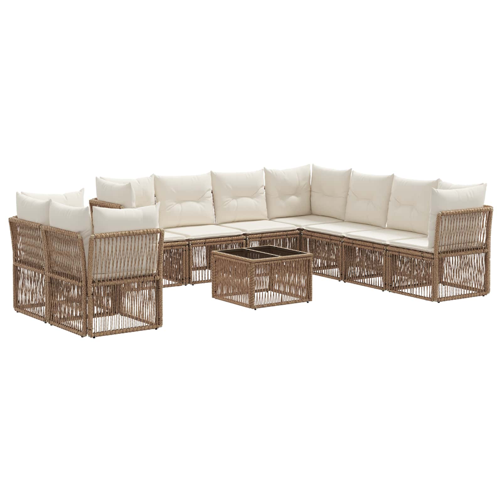 vidaXL Tuinbankenset 10 pcs Zwart poly rattan
