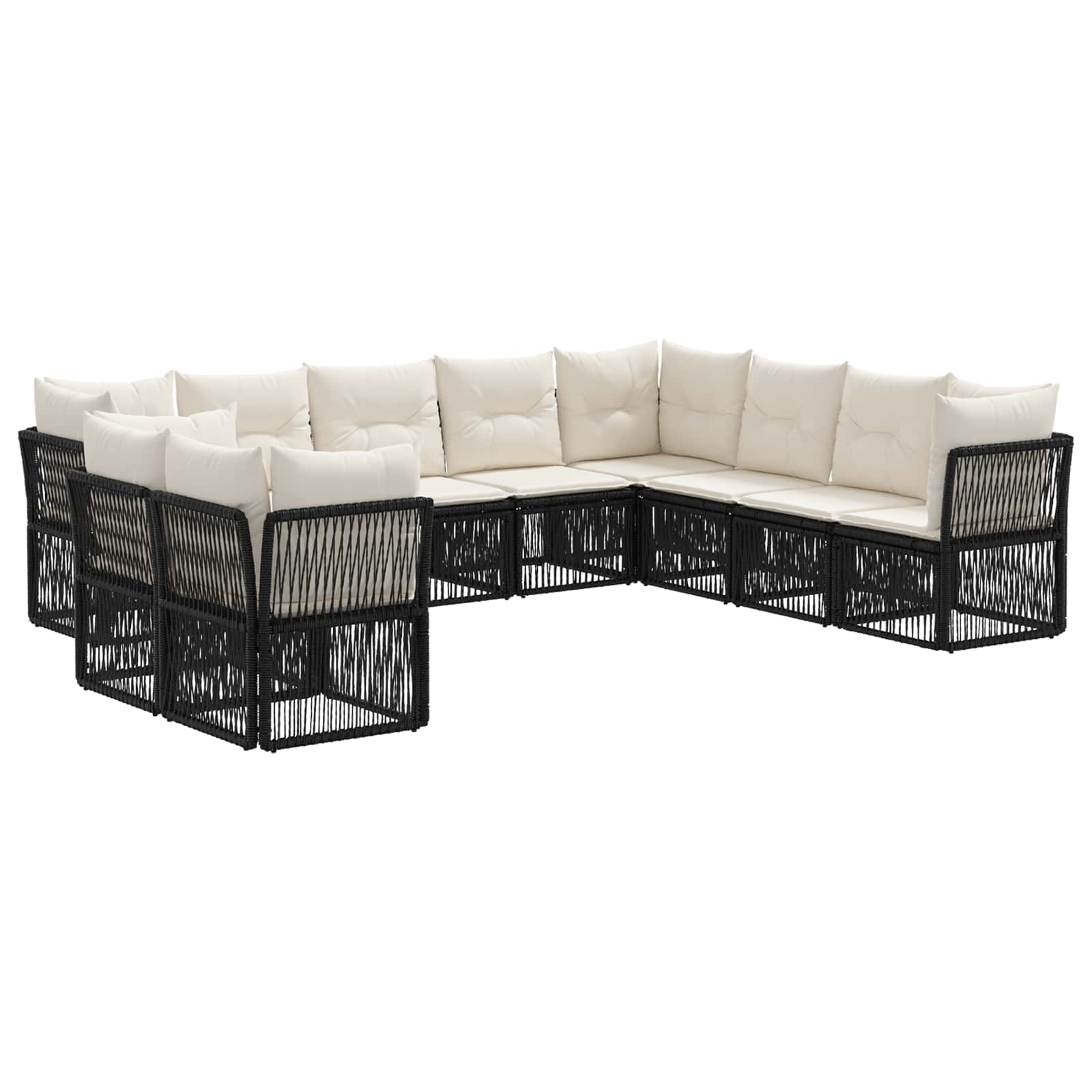 vidaXL Tuinbankenset 11 pcs Zwart poly rattan