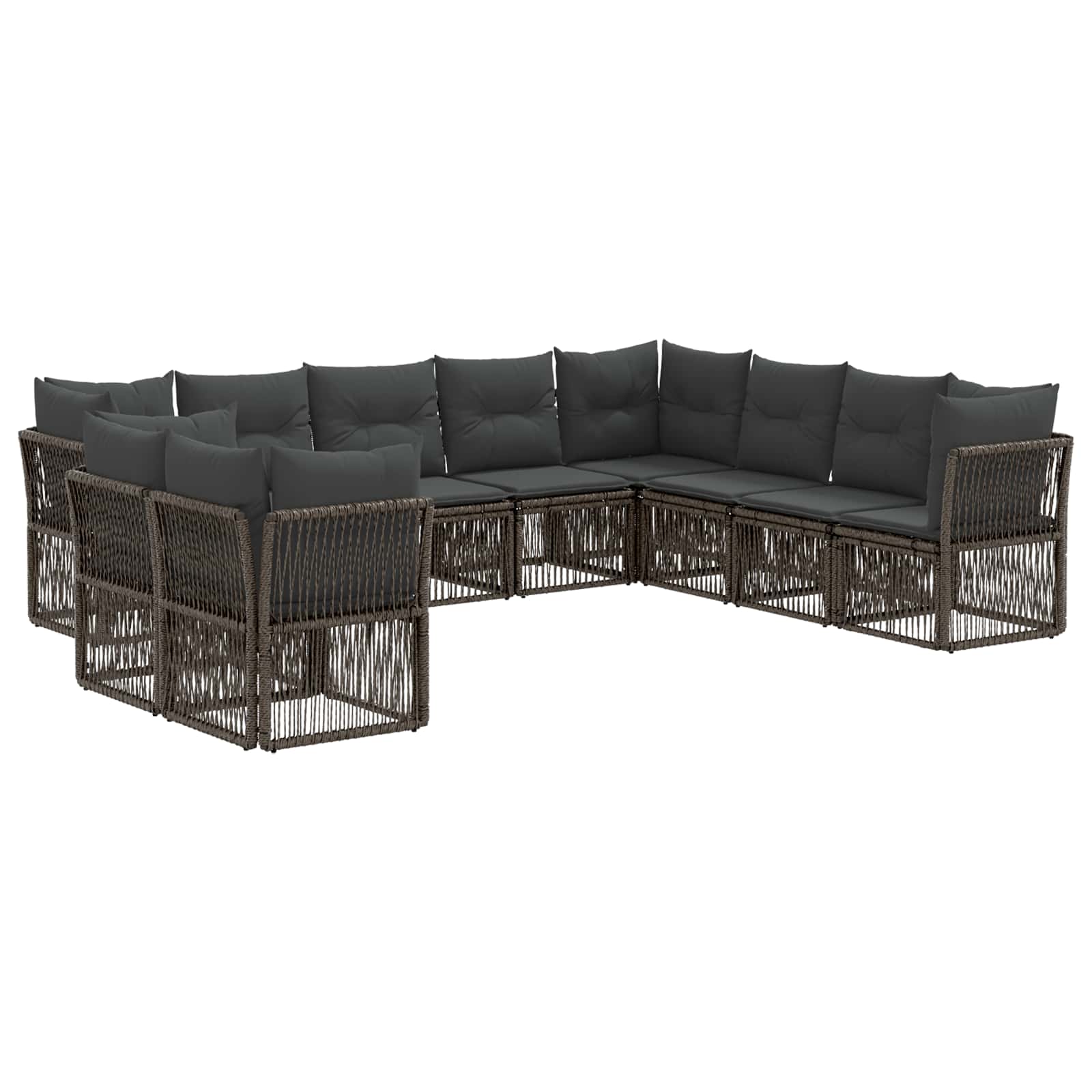 vidaXL Tuinbankenset 11 pcs Zwart poly rattan