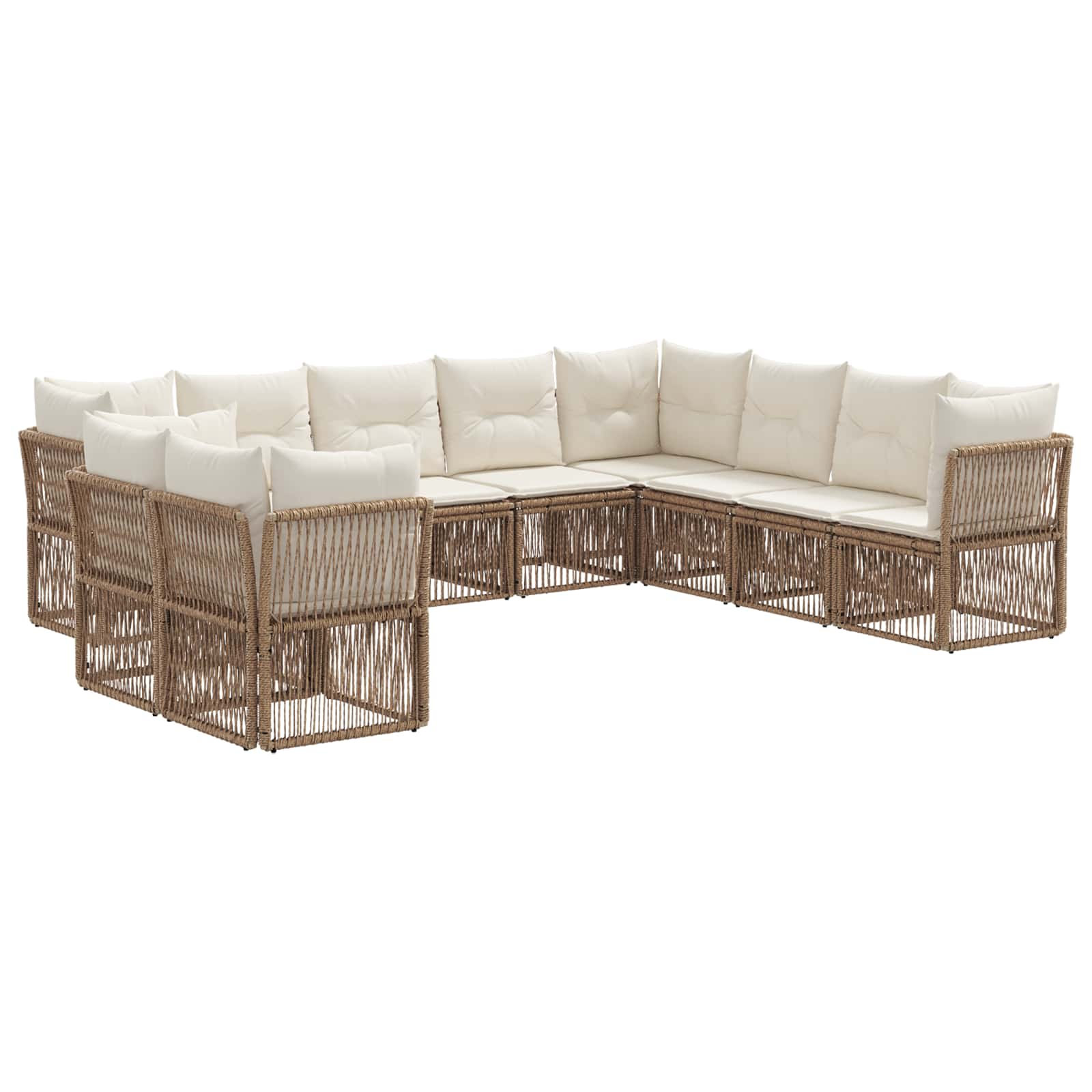 vidaXL Tuinbankenset 11 pcs Zwart poly rattan