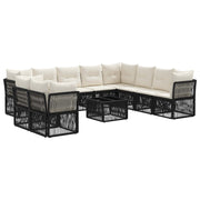 vidaXL Tuinbankenset 11 pcs Zwart poly rattan