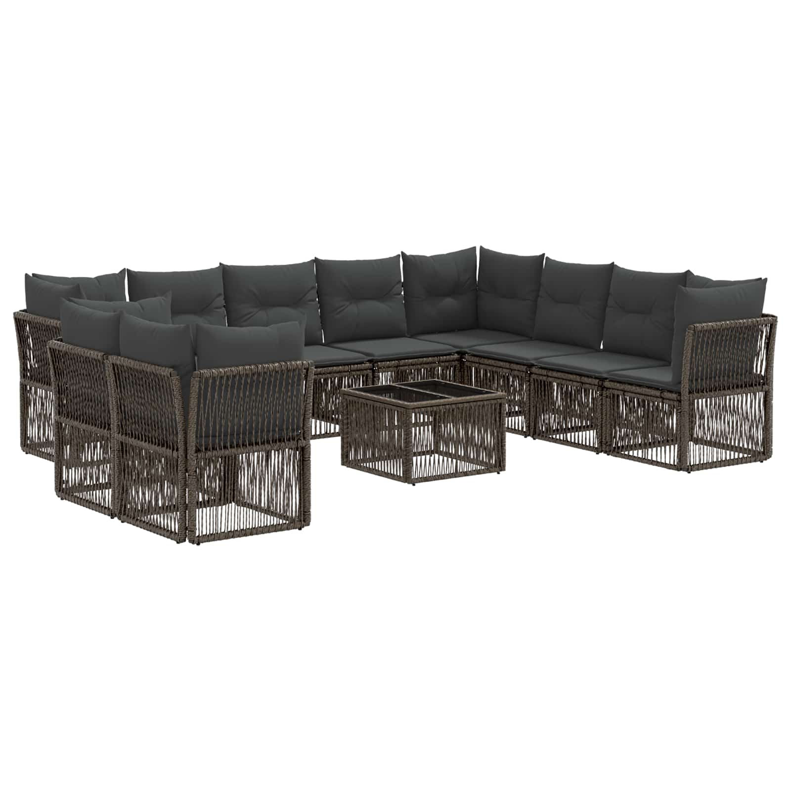 vidaXL Tuinbankenset 11 pcs Zwart poly rattan