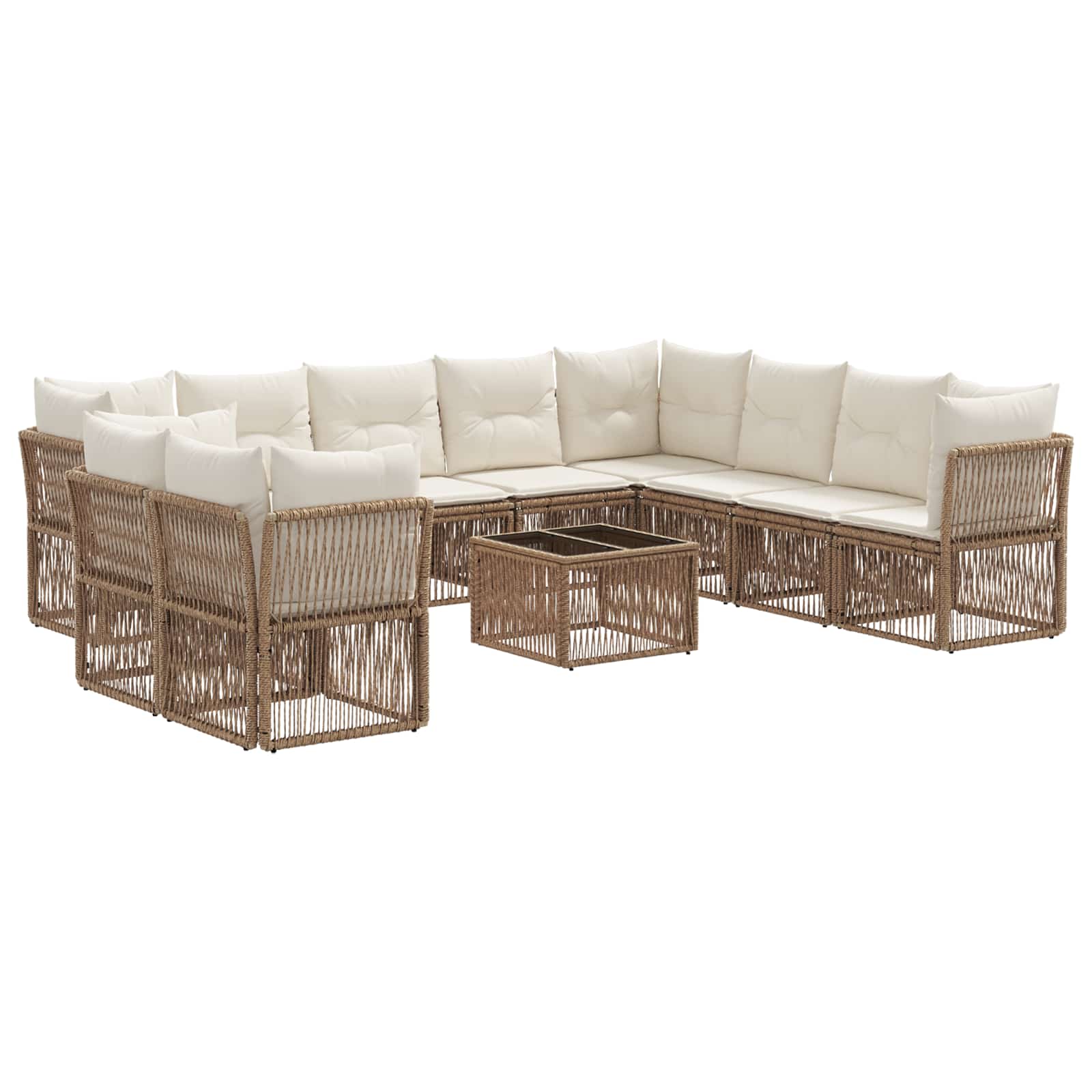 vidaXL Tuinbankenset 11 pcs Zwart poly rattan