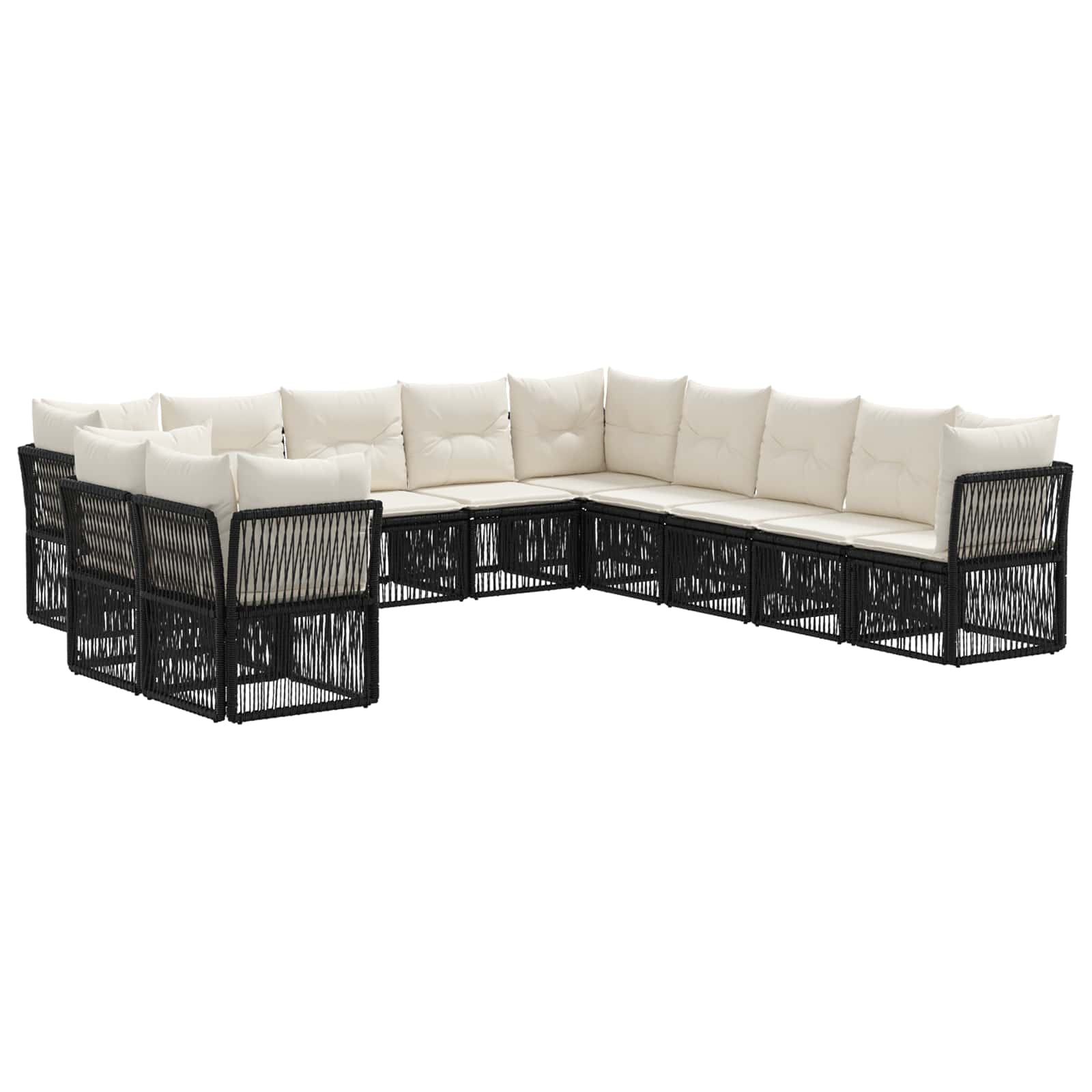 vidaXL Tuinbankenset 12 pcs Zwart poly rattan