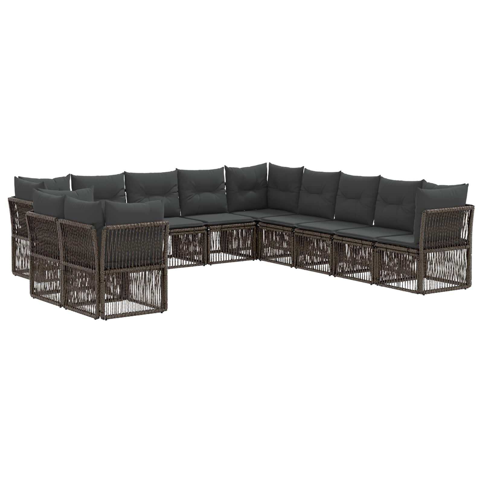 vidaXL Tuinbankenset 12 pcs Zwart poly rattan
