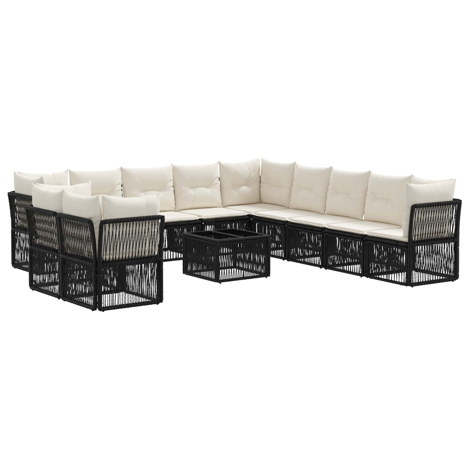 vidaXL Tuinbankenset 12 pcs Zwart poly rattan