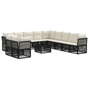 vidaXL Tuinbankenset 12 pcs Zwart poly rattan