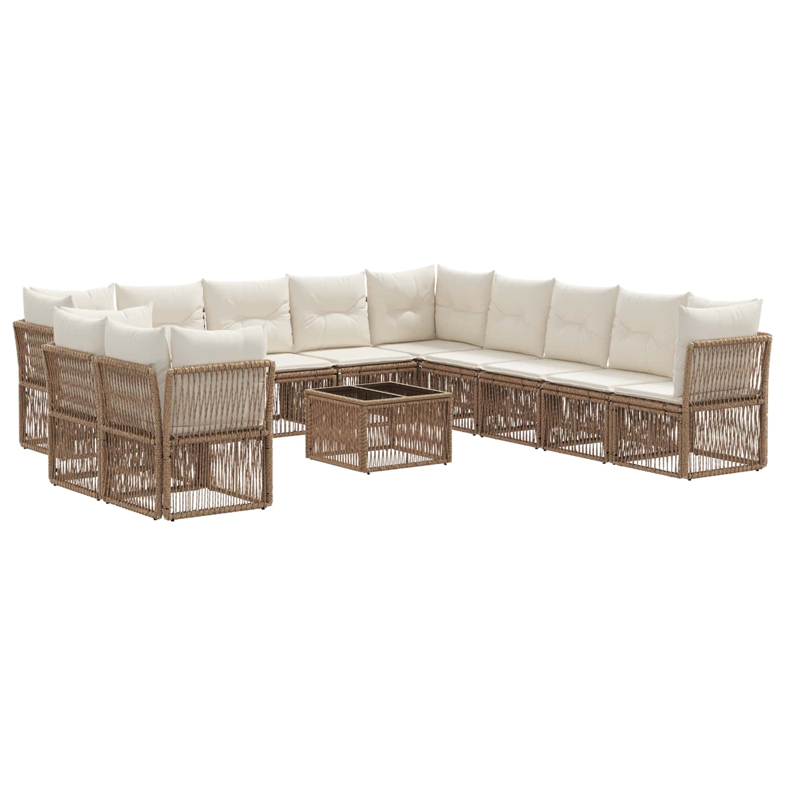vidaXL Tuinbankenset 12 pcs Zwart poly rattan