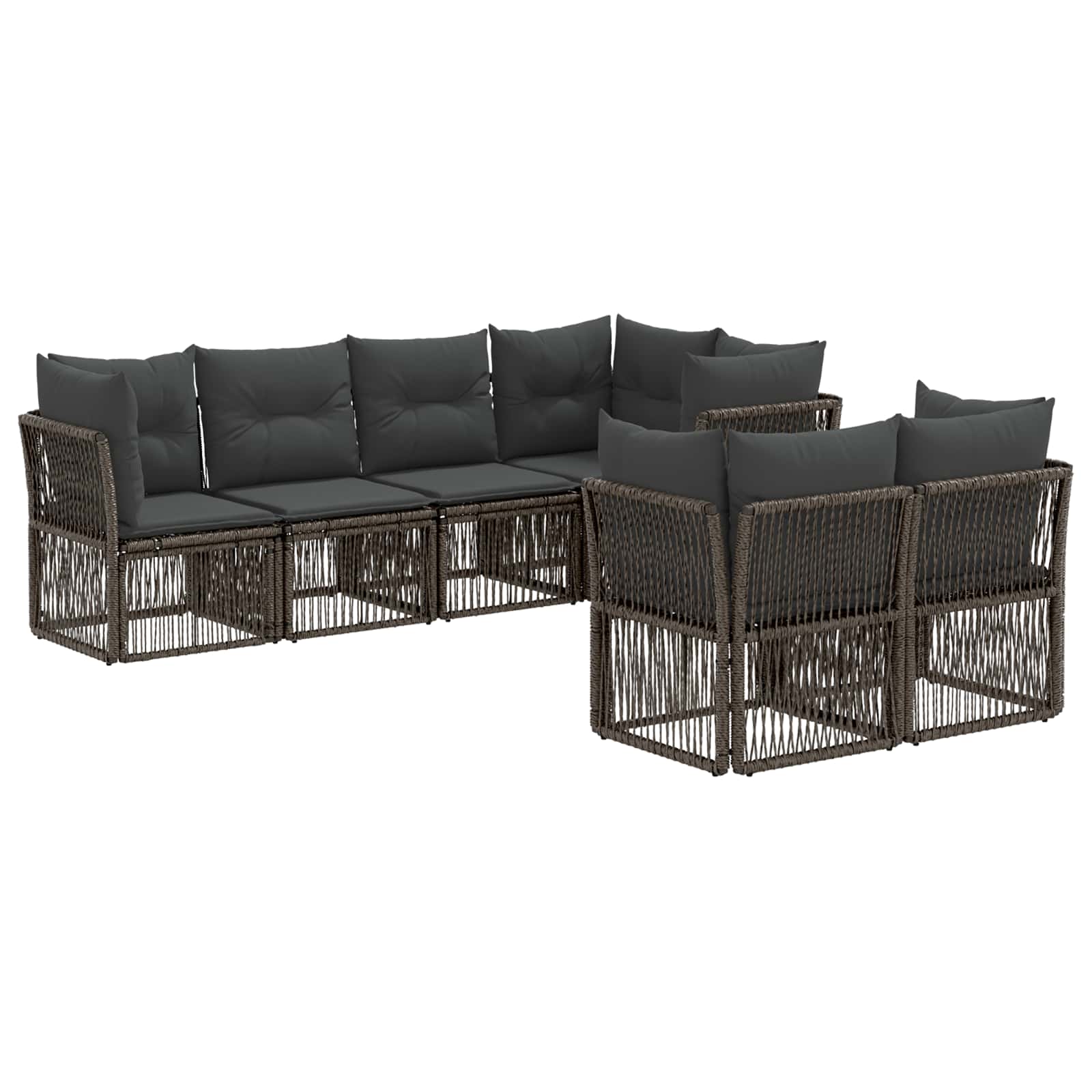 vidaXL Tuinbankenset 7 st 7-Aantal zitplaatsen Zwart poly rattan
