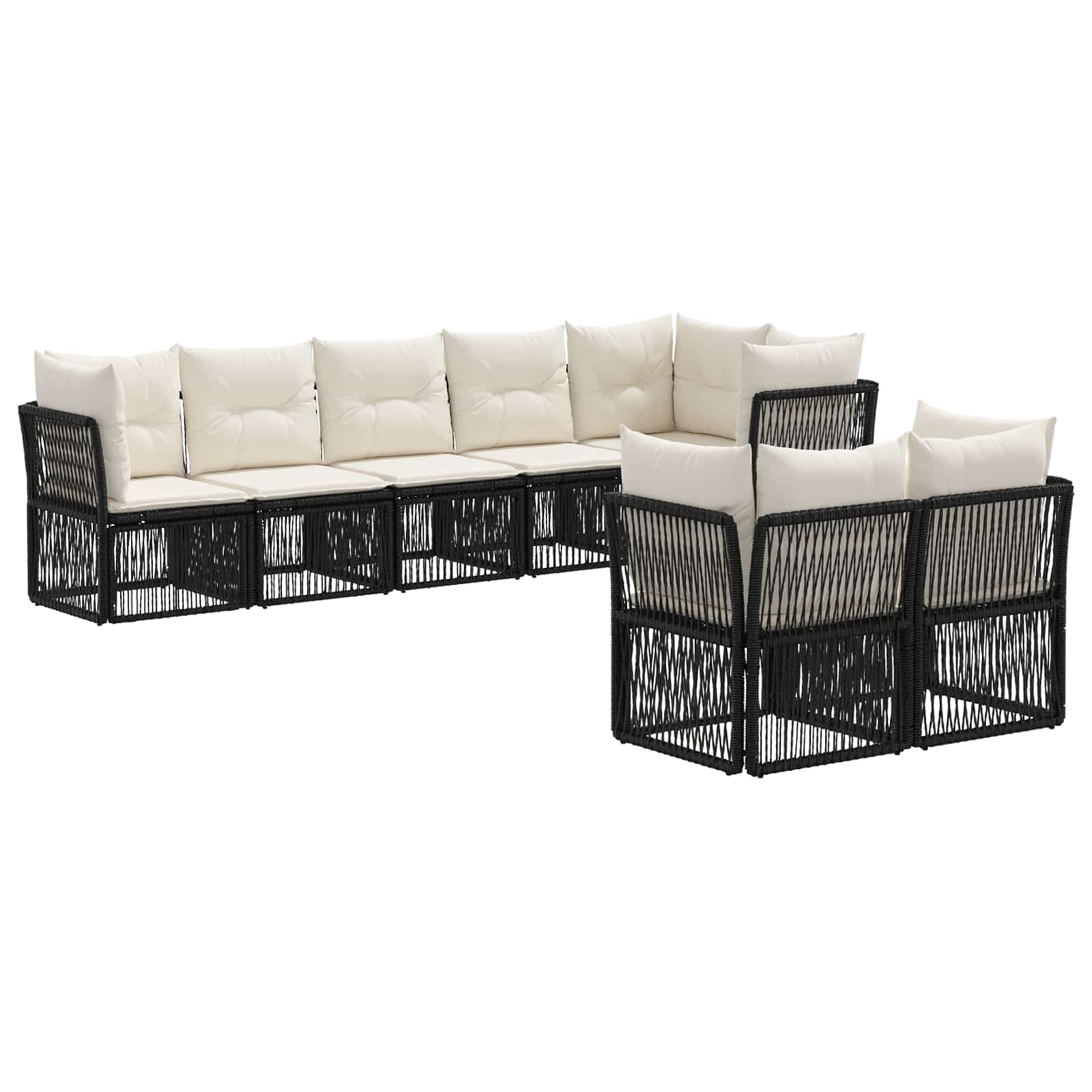 vidaXL Tuinbankenset 9 pcs Zwart poly rattan