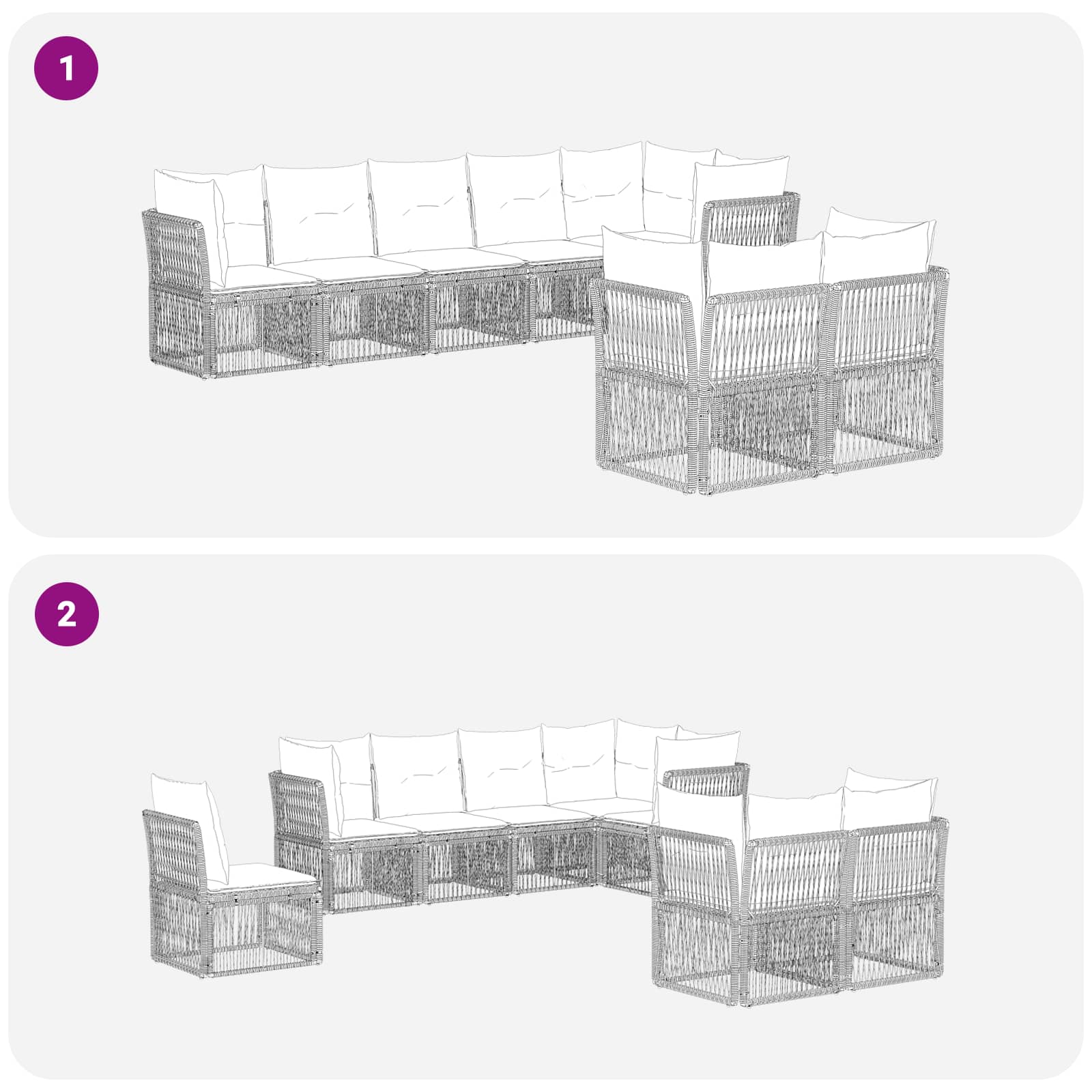 vidaXL Tuinbankenset 9 pcs Zwart poly rattan
