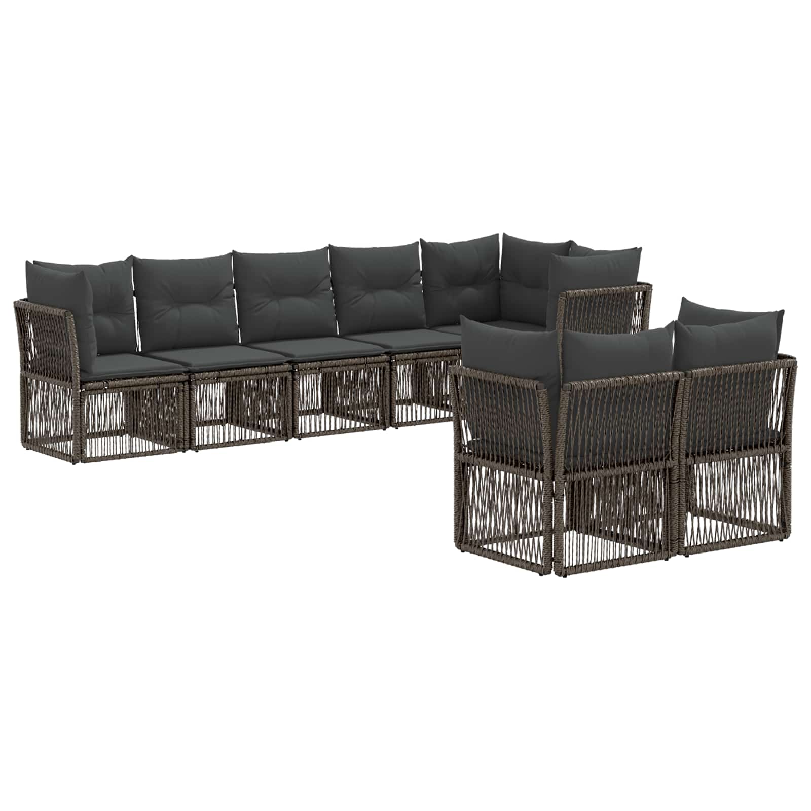 vidaXL Tuinbankenset 9 pcs Zwart poly rattan