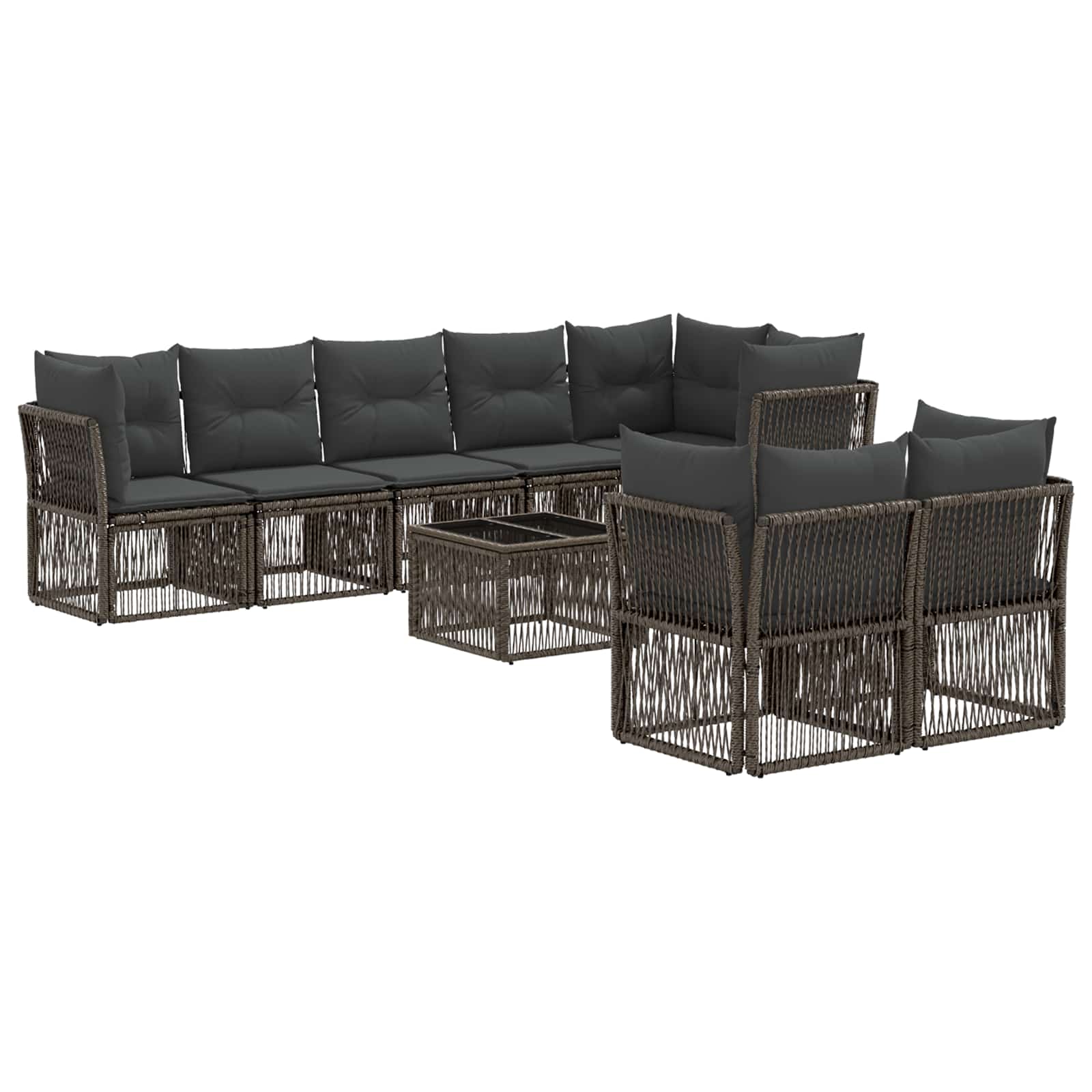 vidaXL Tuinbankenset 9 pcs Zwart poly rattan