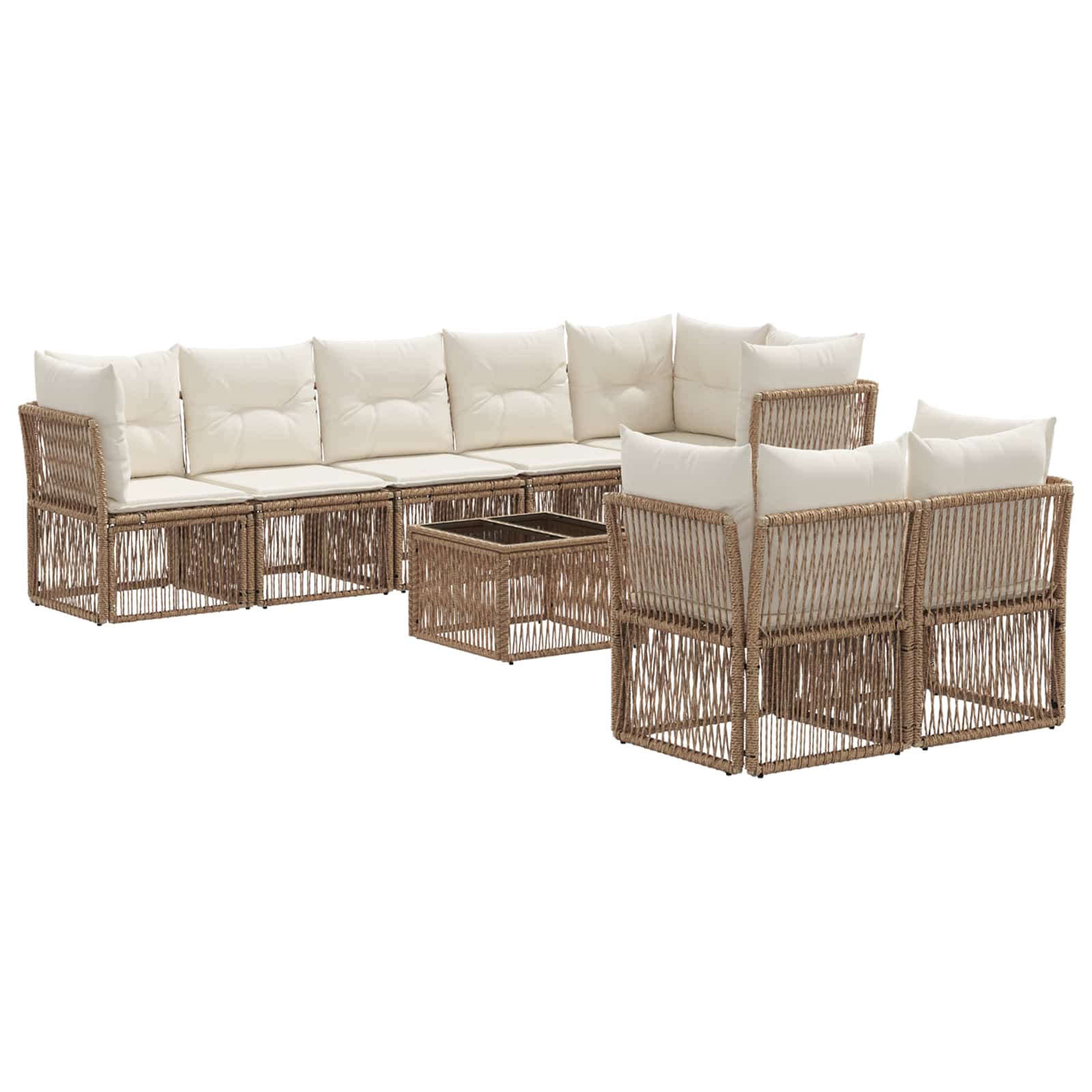 vidaXL Tuinbankenset 9 pcs Zwart poly rattan