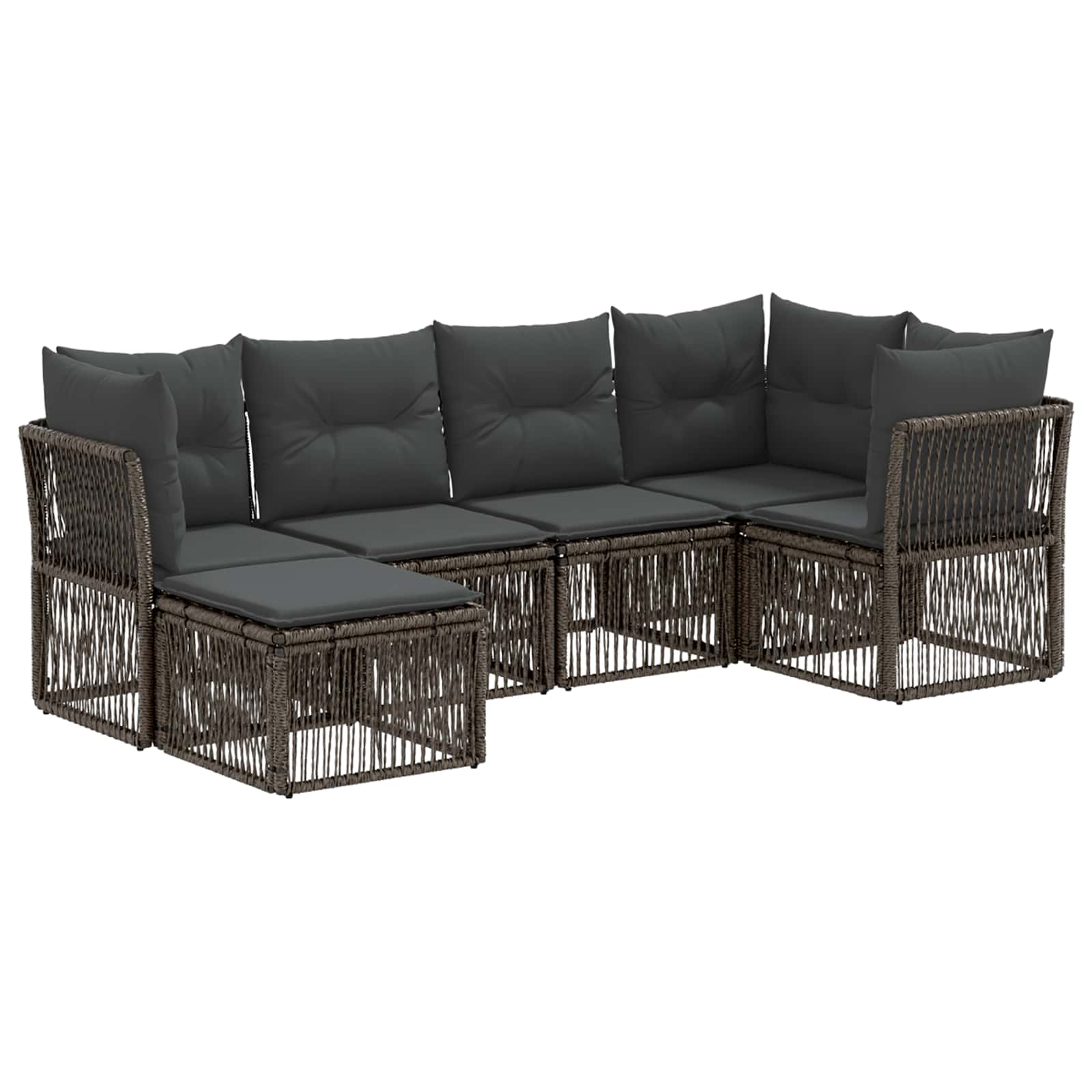 vidaXL Tuinbankenset 7 pcs Zwart poly rattan